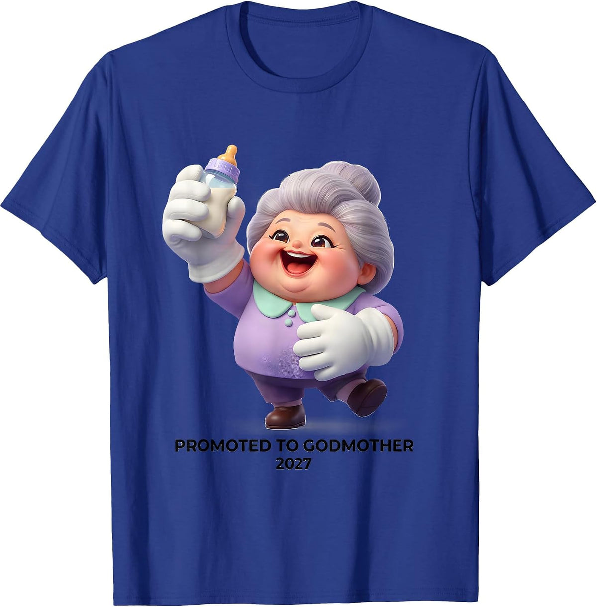 Promoted To Godmother 2027 Cute Kawaii Pregnancy T-Shirt - Royal Blue