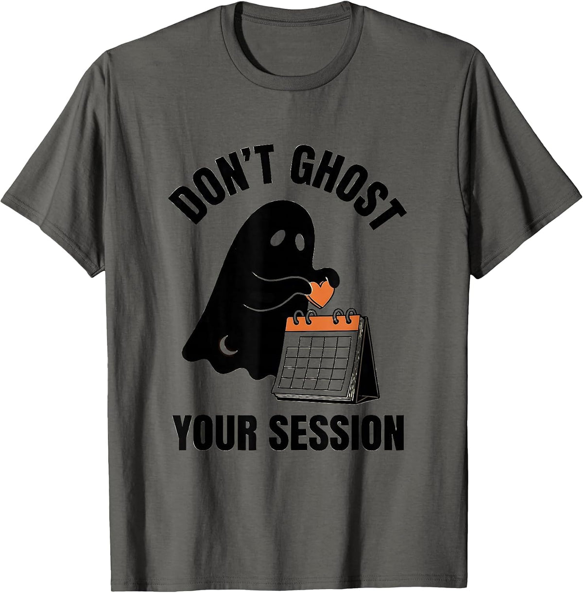 Men's Don't Ghost Your Session Minimalist Ghost Mental Health T-Shirt - Asphalt Grey