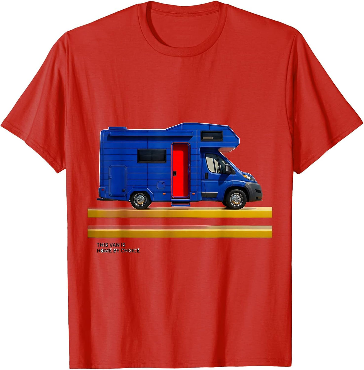 Men's This Van Is Home By Choice Geometric Van Life Nomad Retro T-Shirt - Red