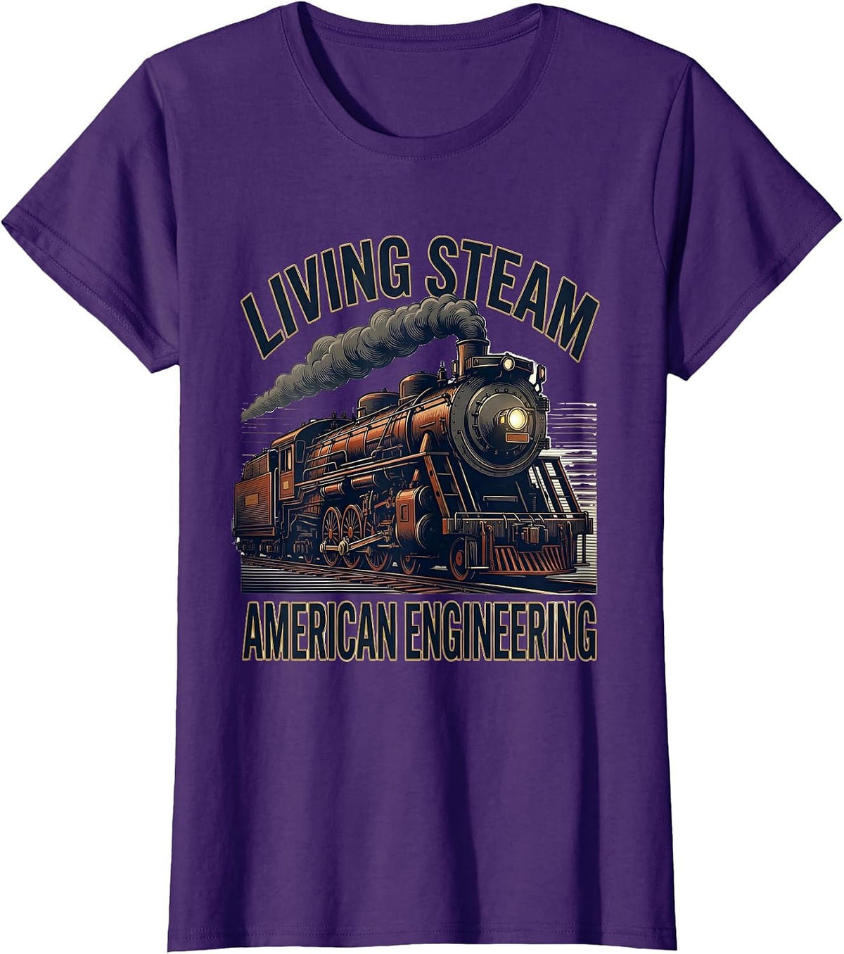 Women's Living Steam American Engineering Patriotic Big Boy 4014 T-Shirt - Purple