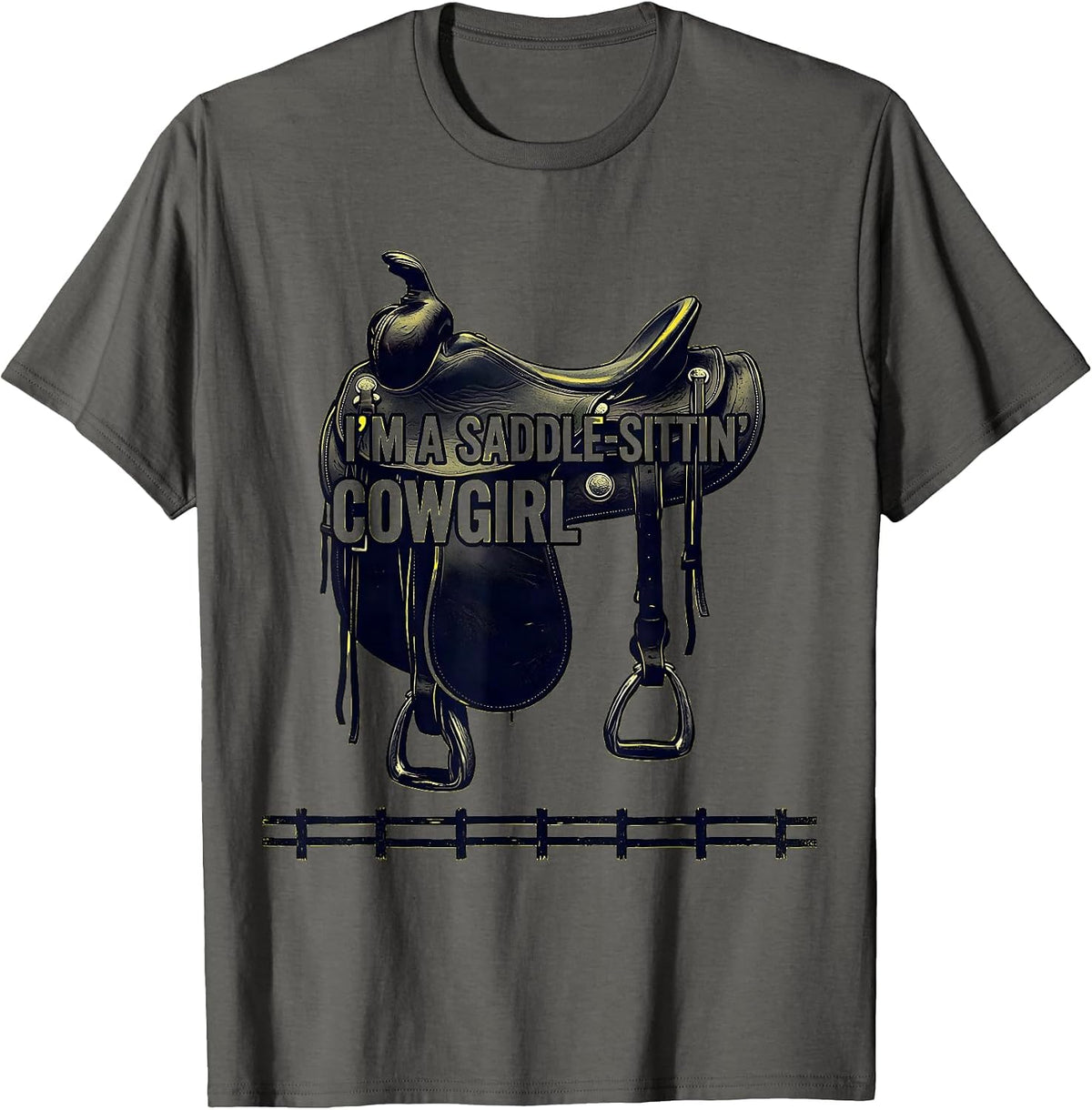 Men's I'm A Saddle-Sittin' Cowgirl Western Cowgirl Rodeo Pride T-Shirt - Asphalt Grey
