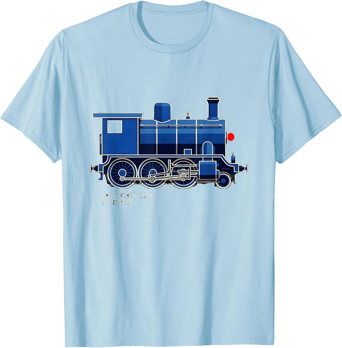 Men's I Allocate Time To Trains Geometric Locomotive Train T-Shirt - Baby Blue