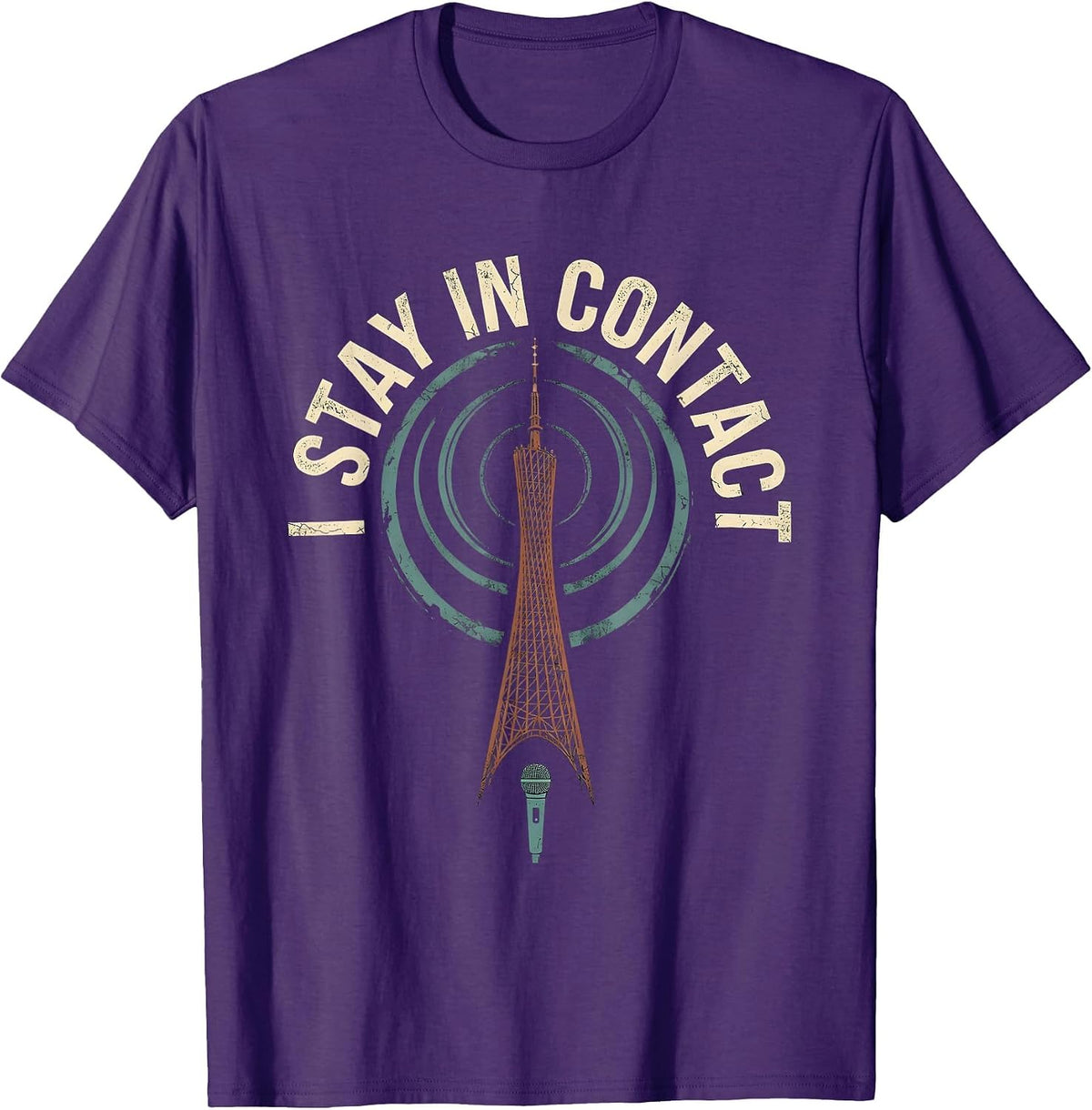 I Stay In Contact Distressed Ham Radio Operator Hobbyist T-Shirt - Purple