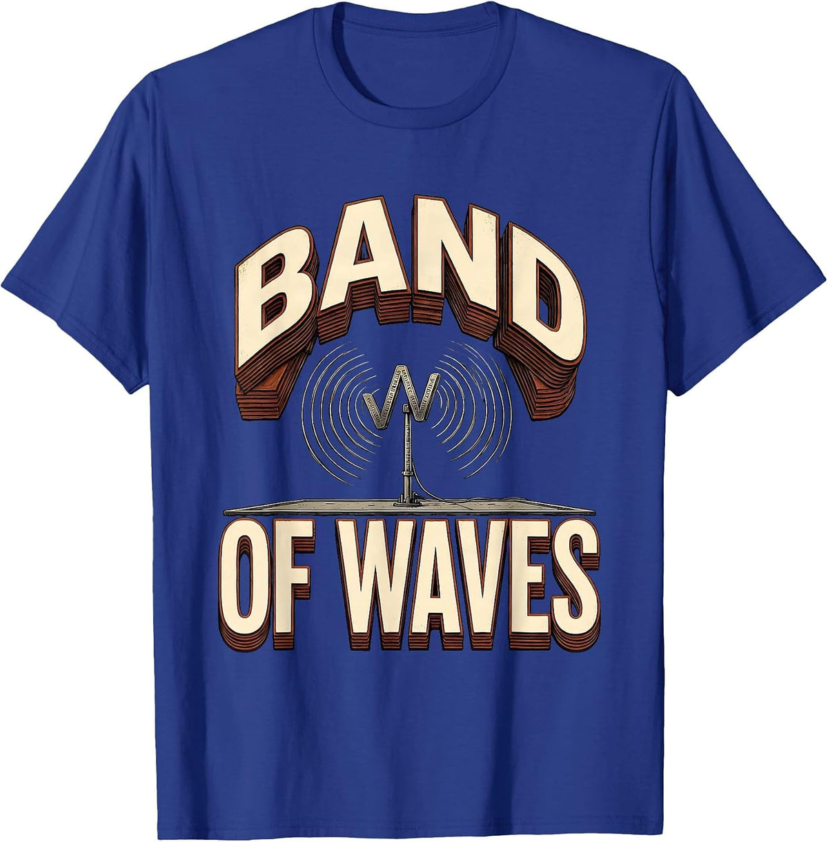 Band Of Waves Wood Type Letterpress Ham Radio Operator Hobby T-Shirt - Royal Blue