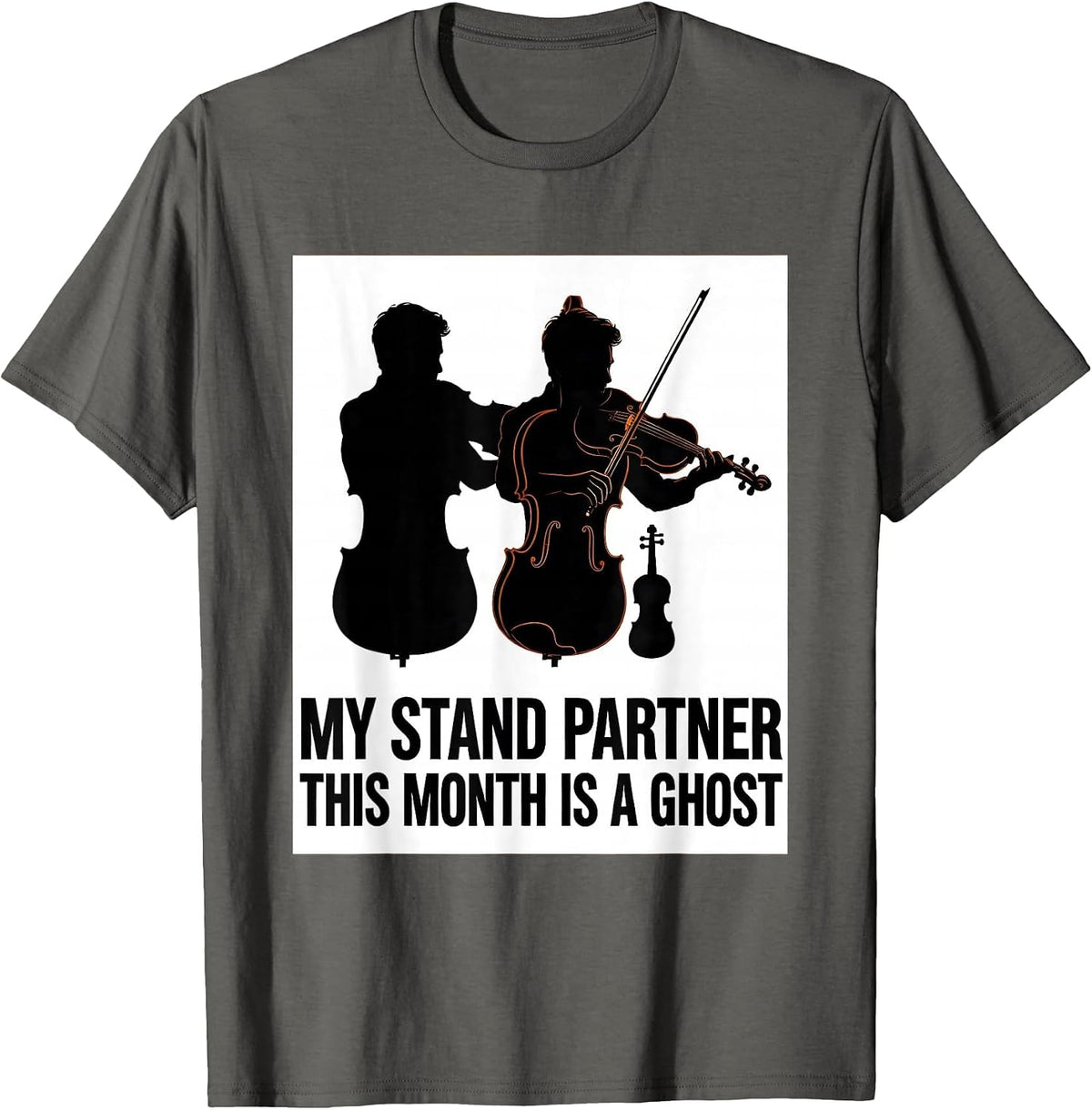 Men's My Stand Partner This Month Is A Ghost Funny Music Teacher T-Shirt - Asphalt Grey