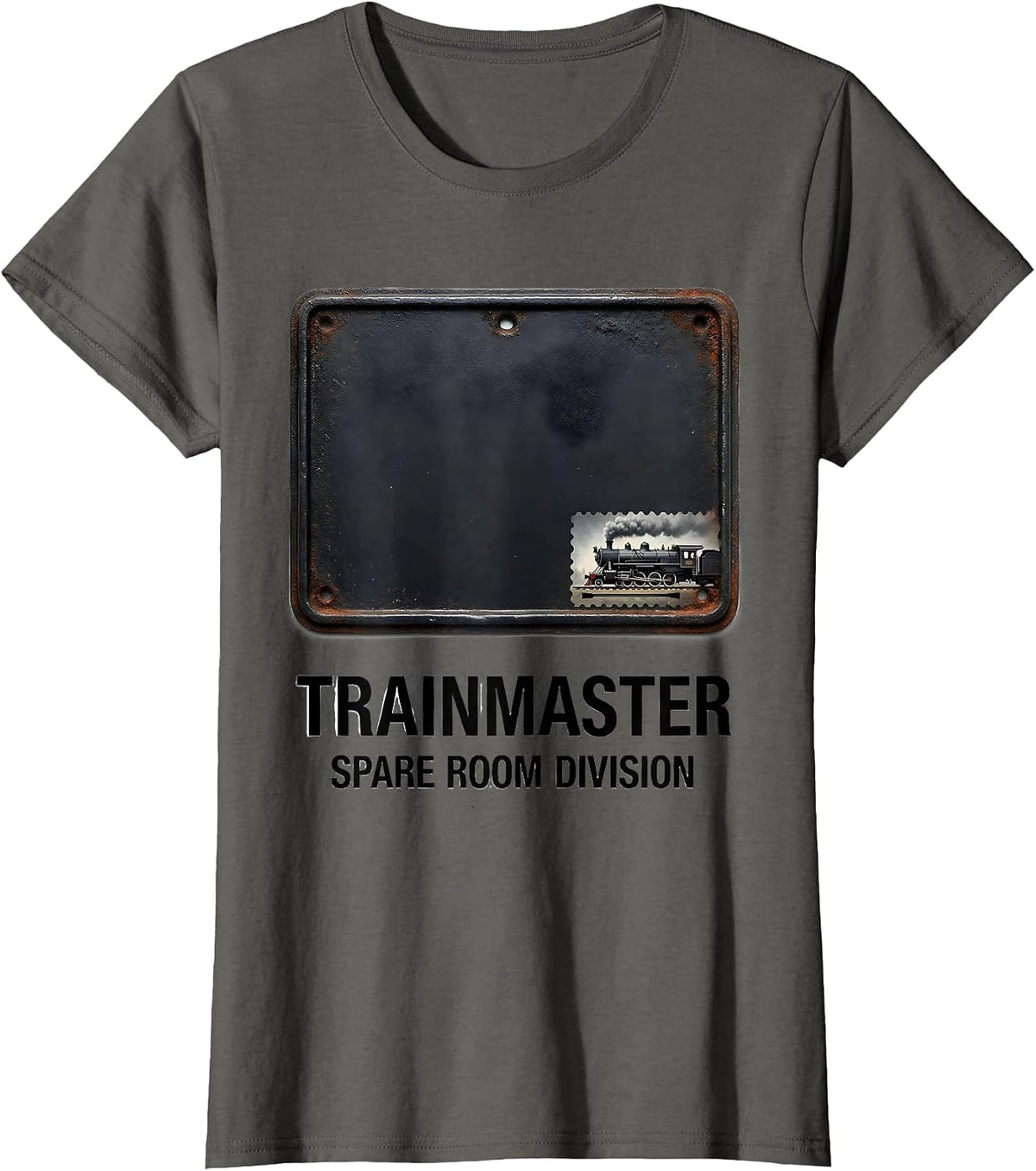 Women's Trainmaster Spare Room Division Vintage Steam Train T-Shirt - Asphalt Grey