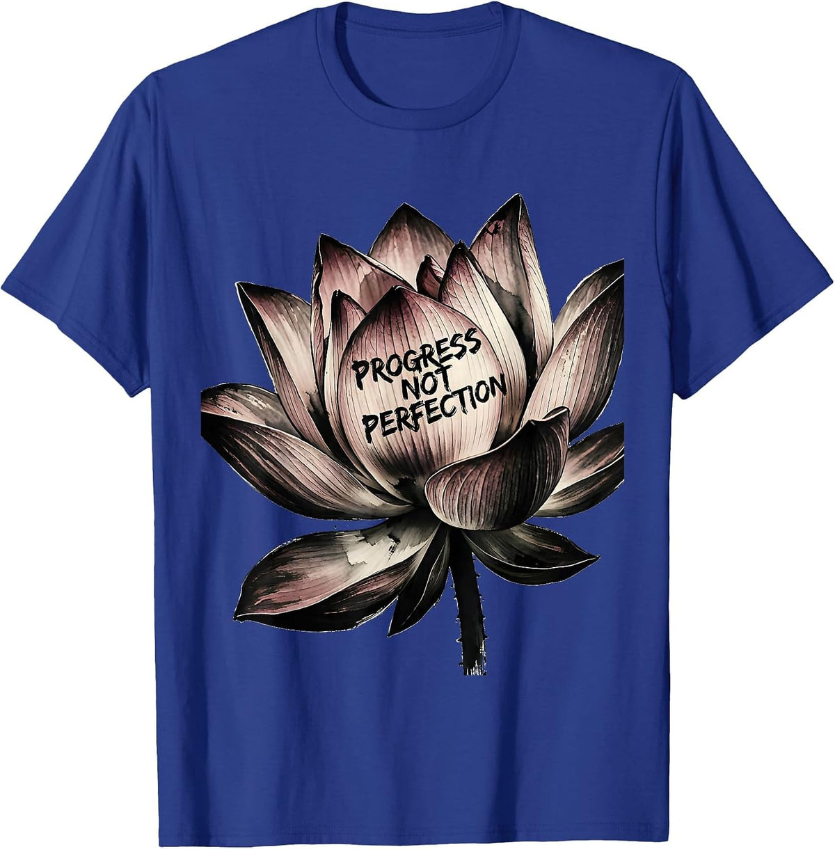 Men's Progress Not Perfection Mental Health Design T-Shirt - Royal Blue