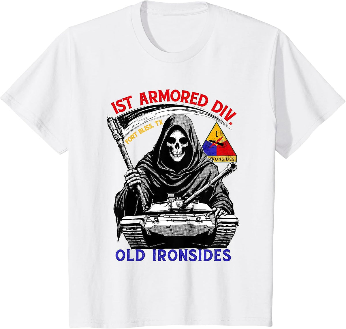 1st Armored Division Old Ironside Fort Bliss Texas Vintage T-Shirt - White