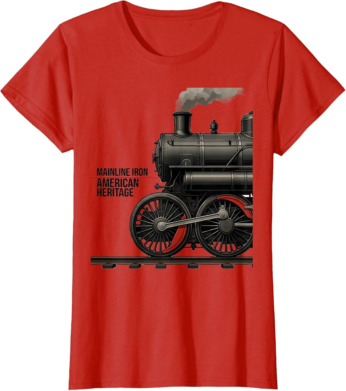 Mainline Iron American Heritage Vintage Steam Locomotive T-Shirt - Red