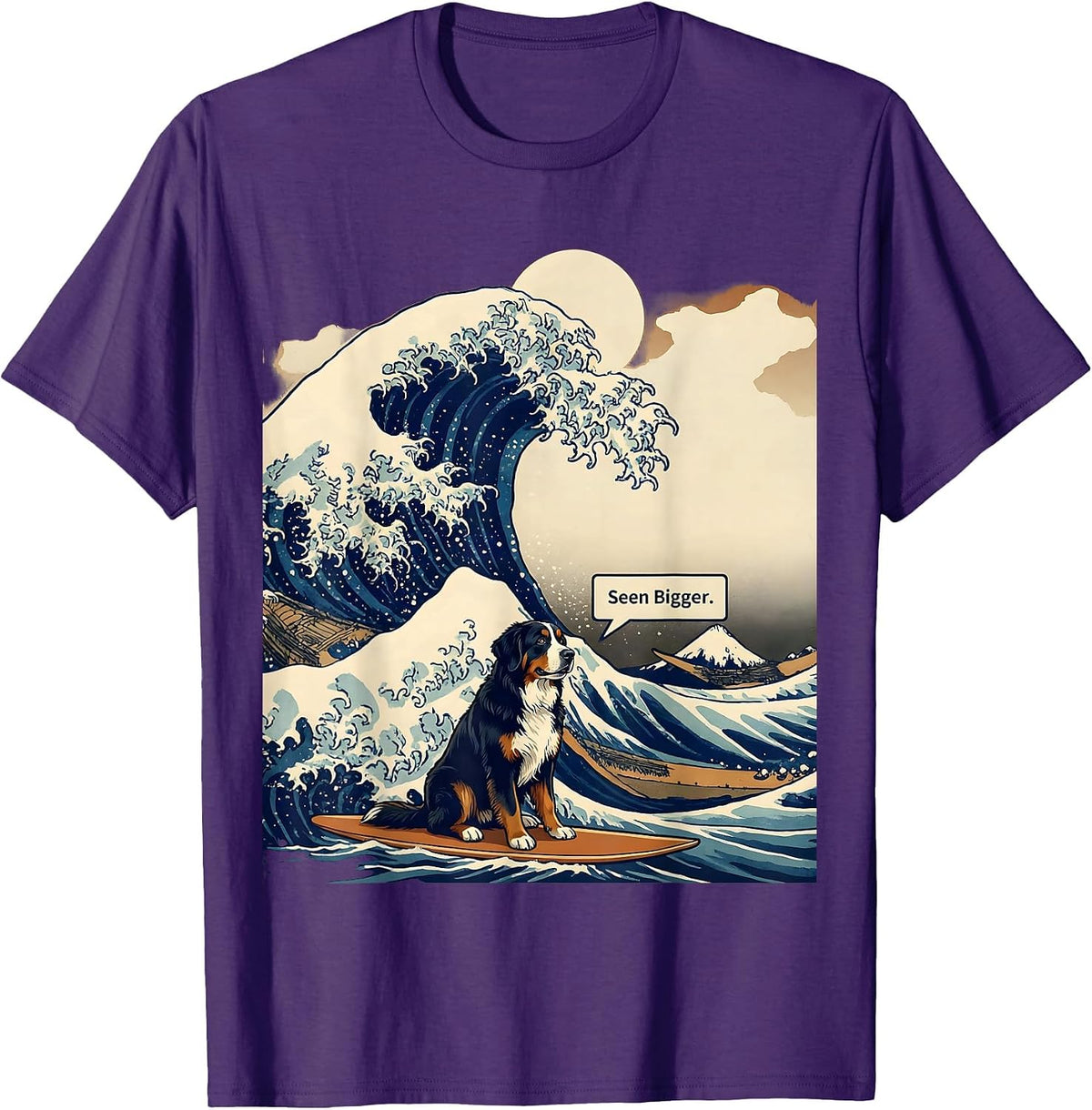 Men's Seen Bigger Ukiyo-e Bernese Mountain Dog Animal Lover Gift T-Shirt - Purple