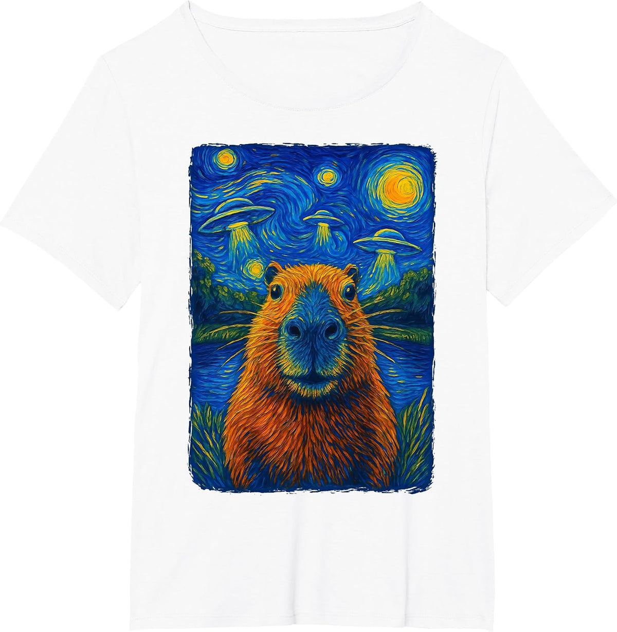 Capybara UFO Selfie Alien T-Shirt - White