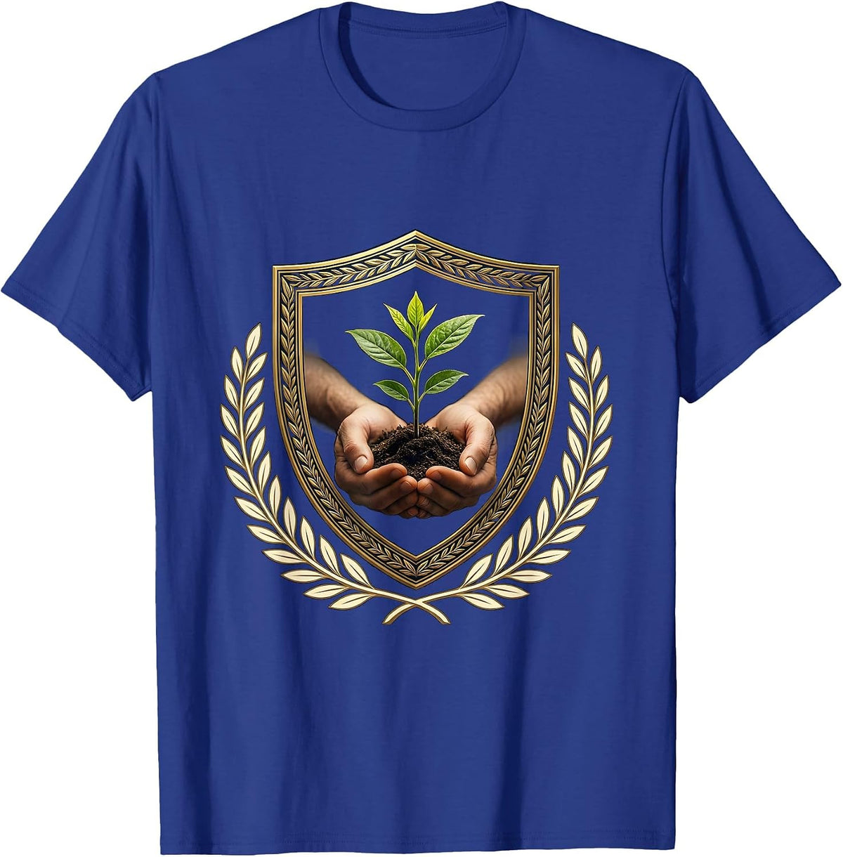 Men's Paraprofessional Hand Planting Seedling Design T-Shirt - Royal Blue