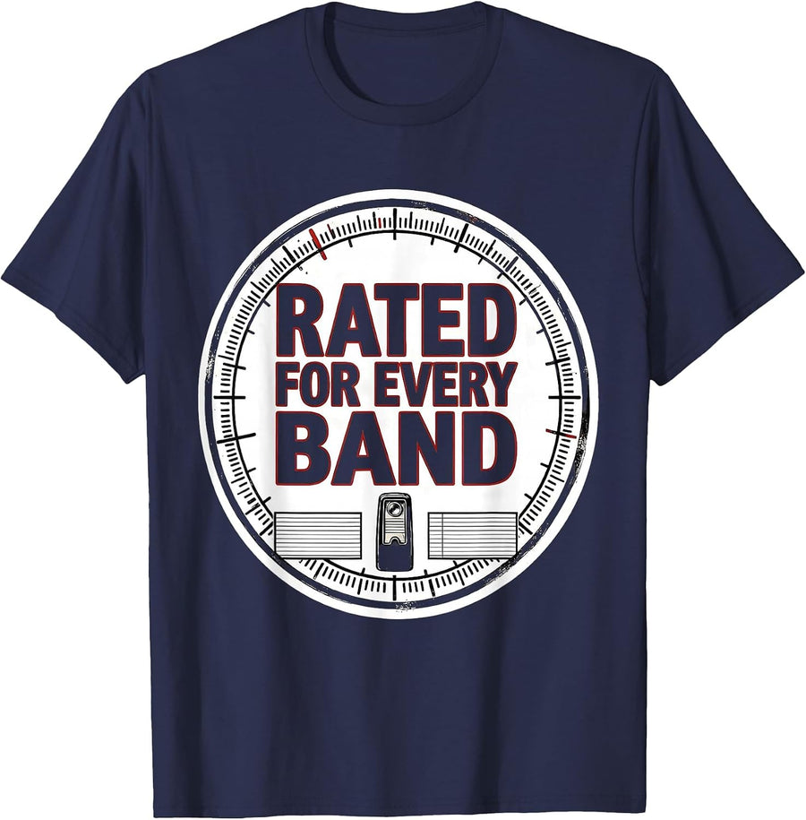 Rated For Every Band Funny Ham Radio Operator Hobbyist Humor T-Shirt - Navy Blue