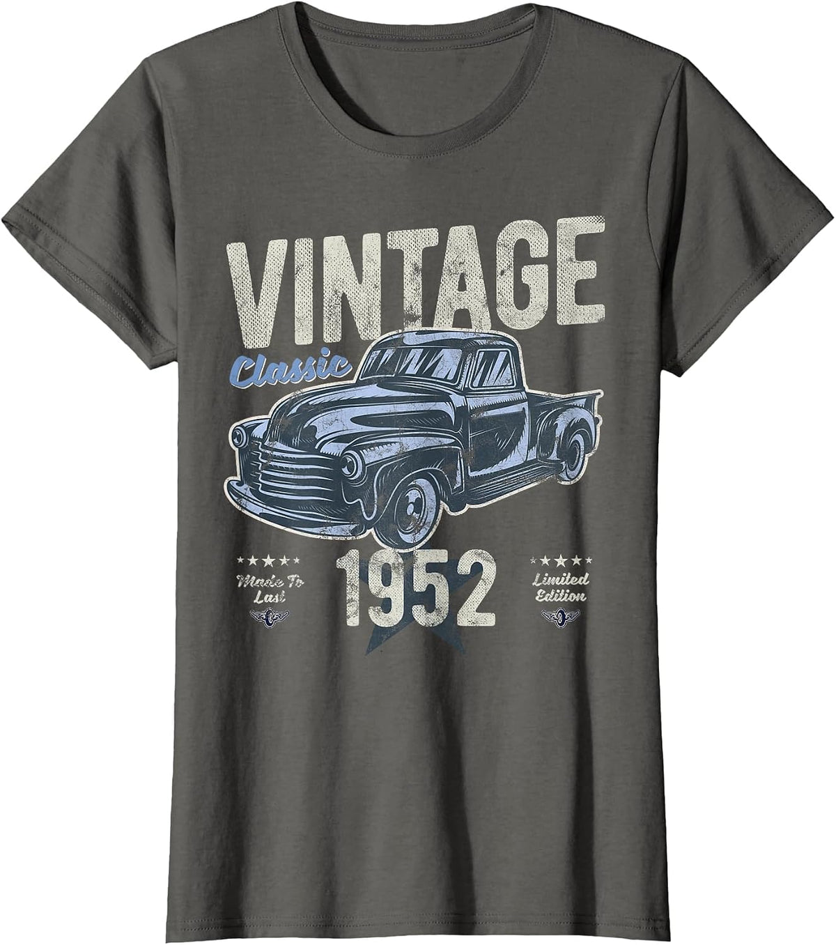 Vintage, Born 1952, Birthday, Classic Pick Up Truck T-Shirt - Asphalt Grey
