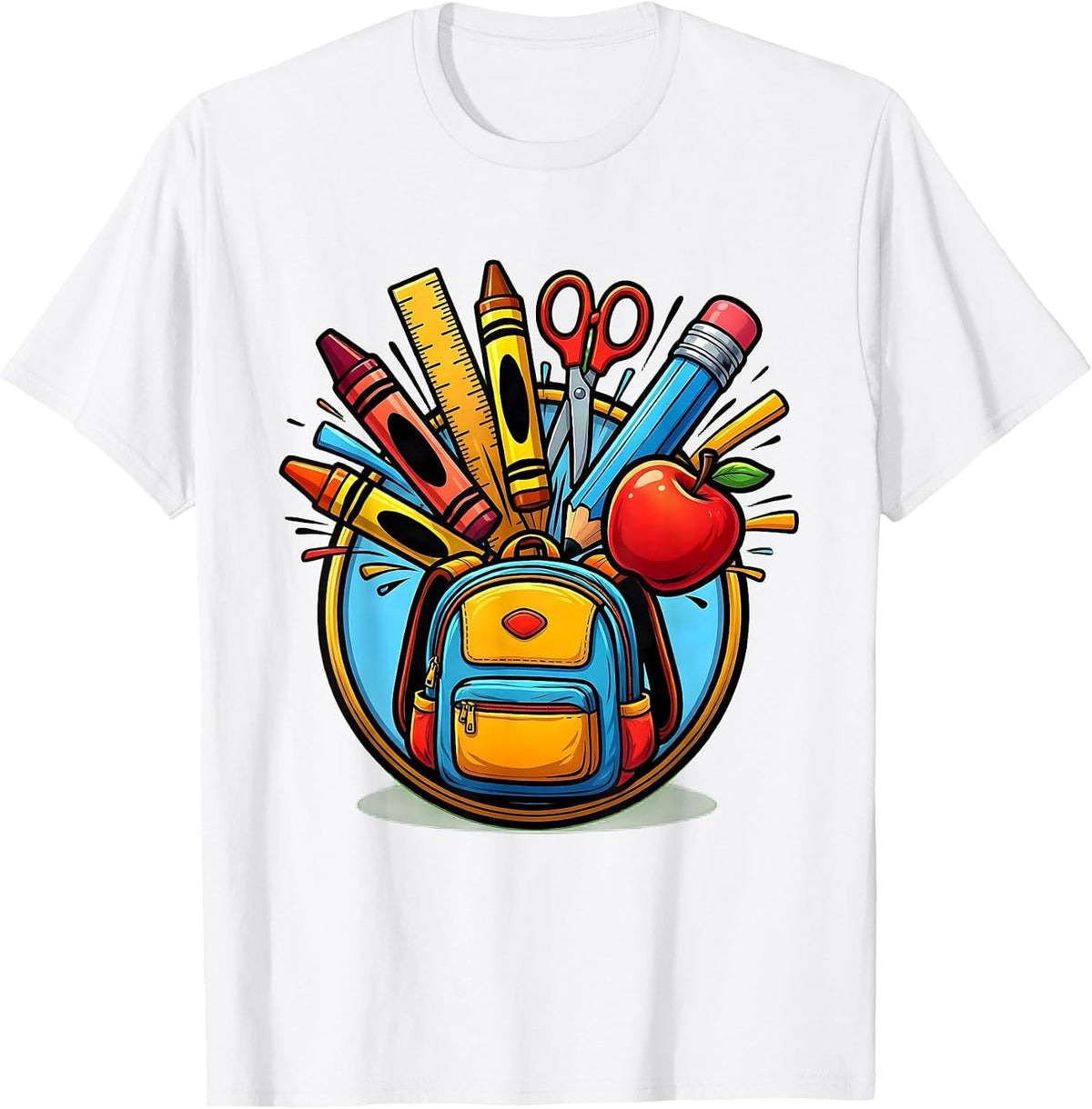 Men's Paraprofessional Overflowing Backpack Graphic T-Shirt - White