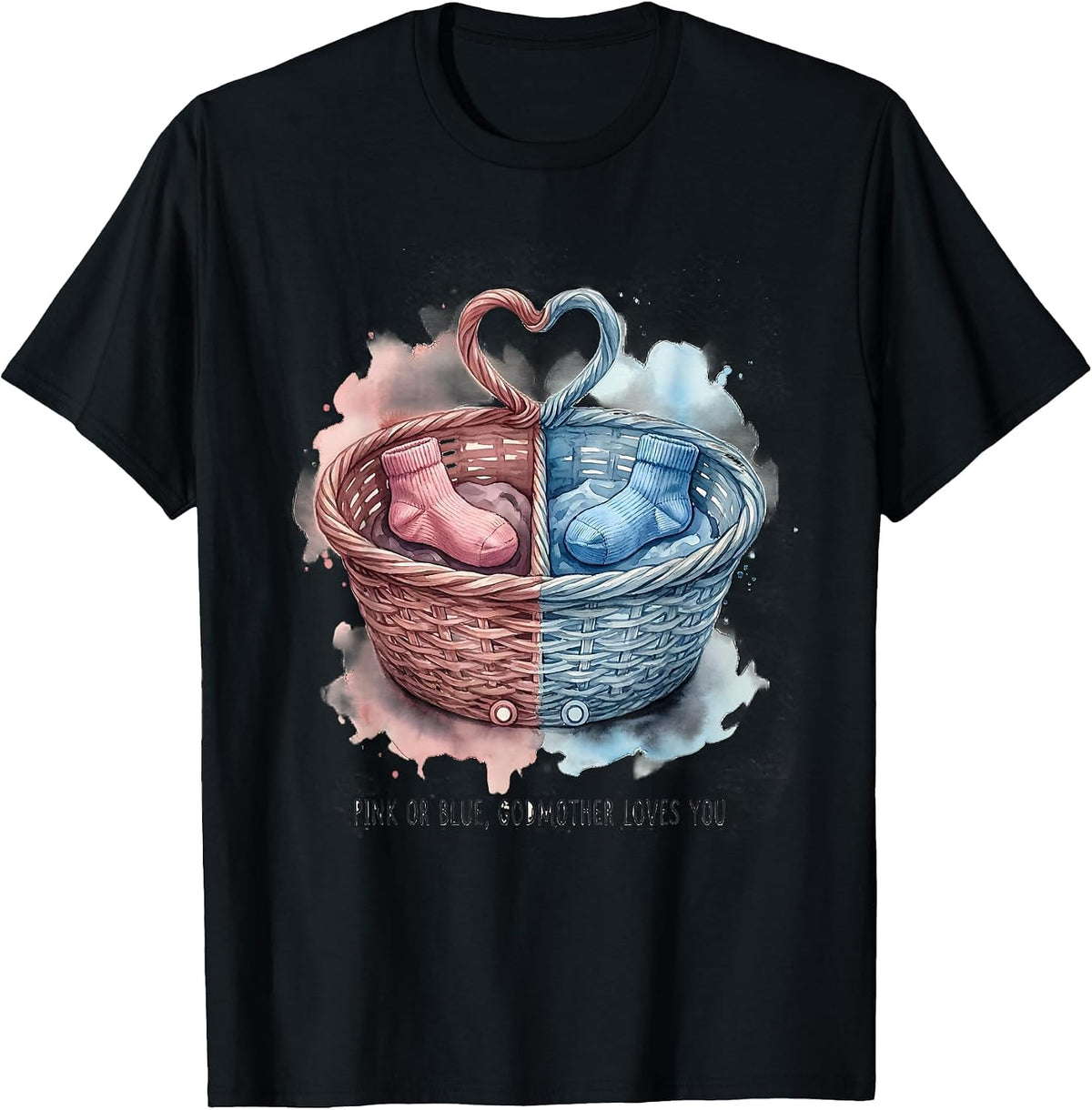 Men's Pink Or Blue, Godmother Loves You Playful Family T-Shirt - Black