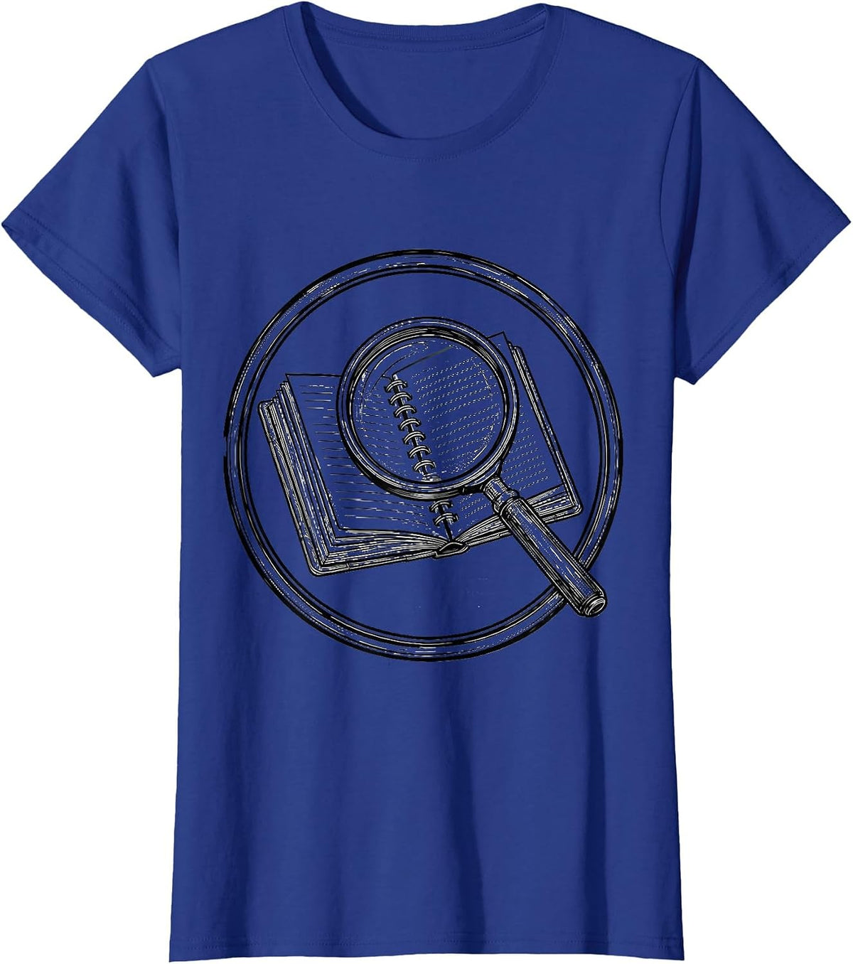 Women's Paraprofessional Magnifying Glass Notebook Graphic T-Shirt - Royal Blue
