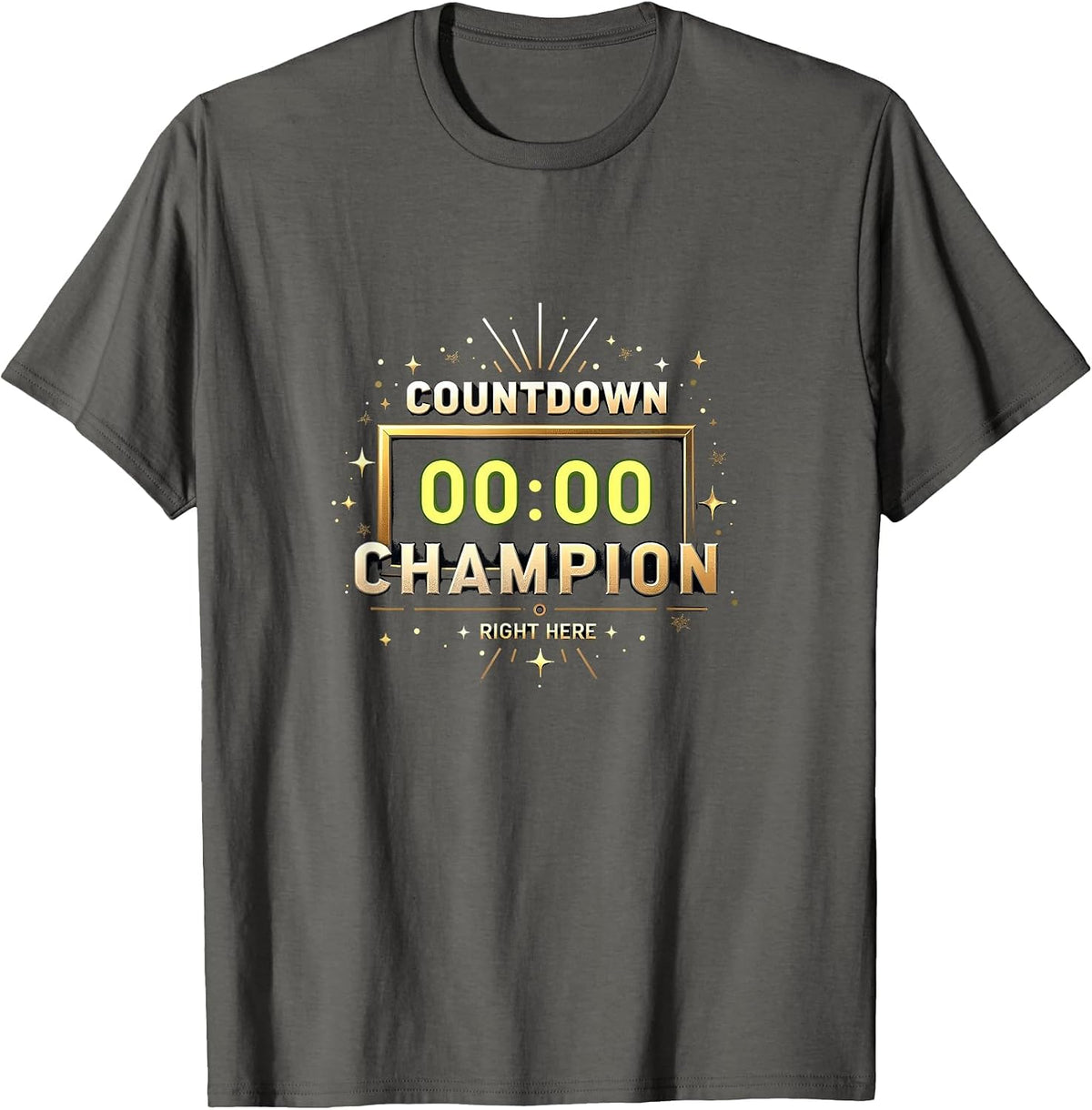 Countdown Champion New Years Eve Design T-Shirt - Asphalt Grey