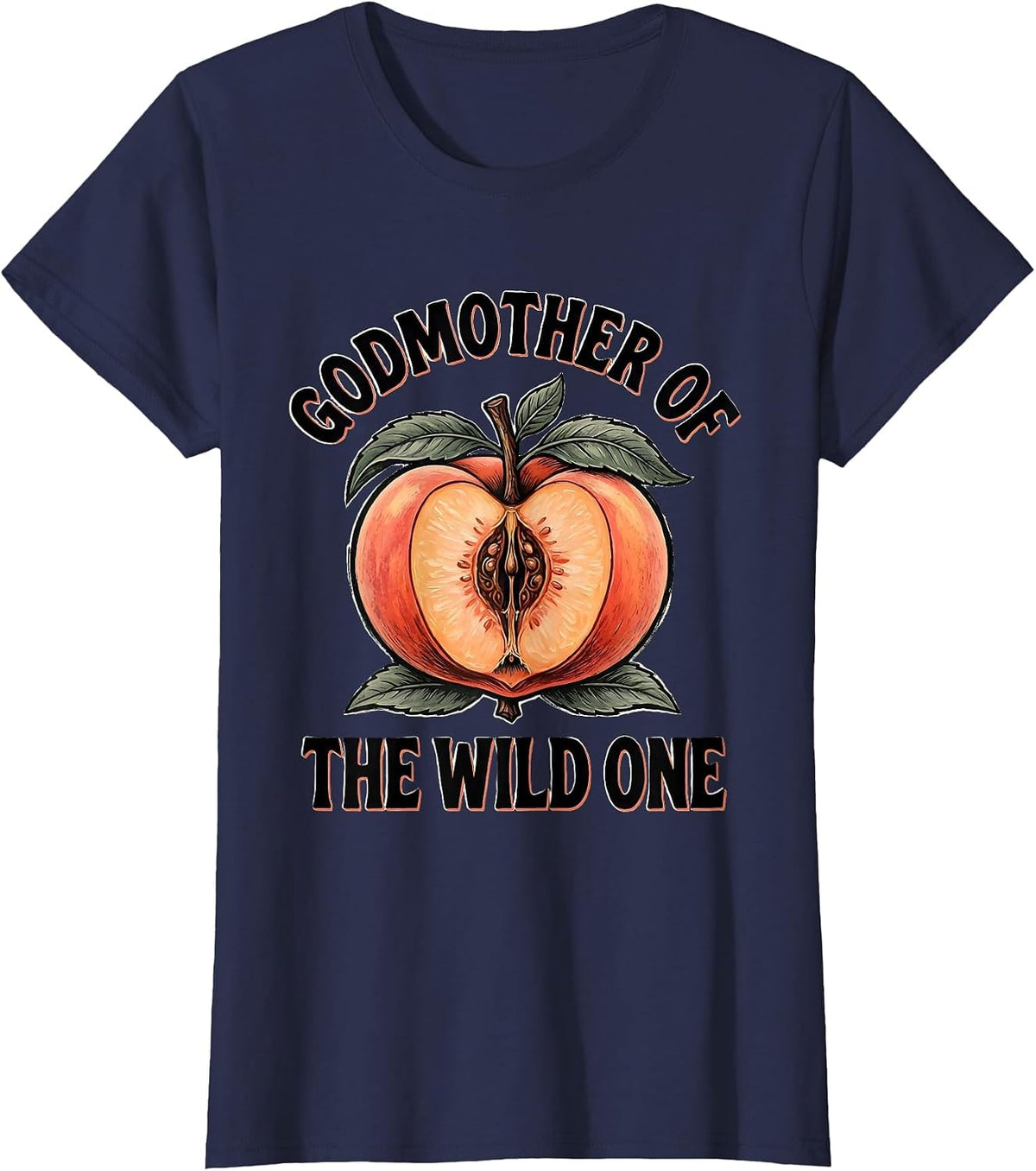 Women's Godmother Of The Wild One Folk Art Family Matching Birthday T-Shirt - Navy Blue