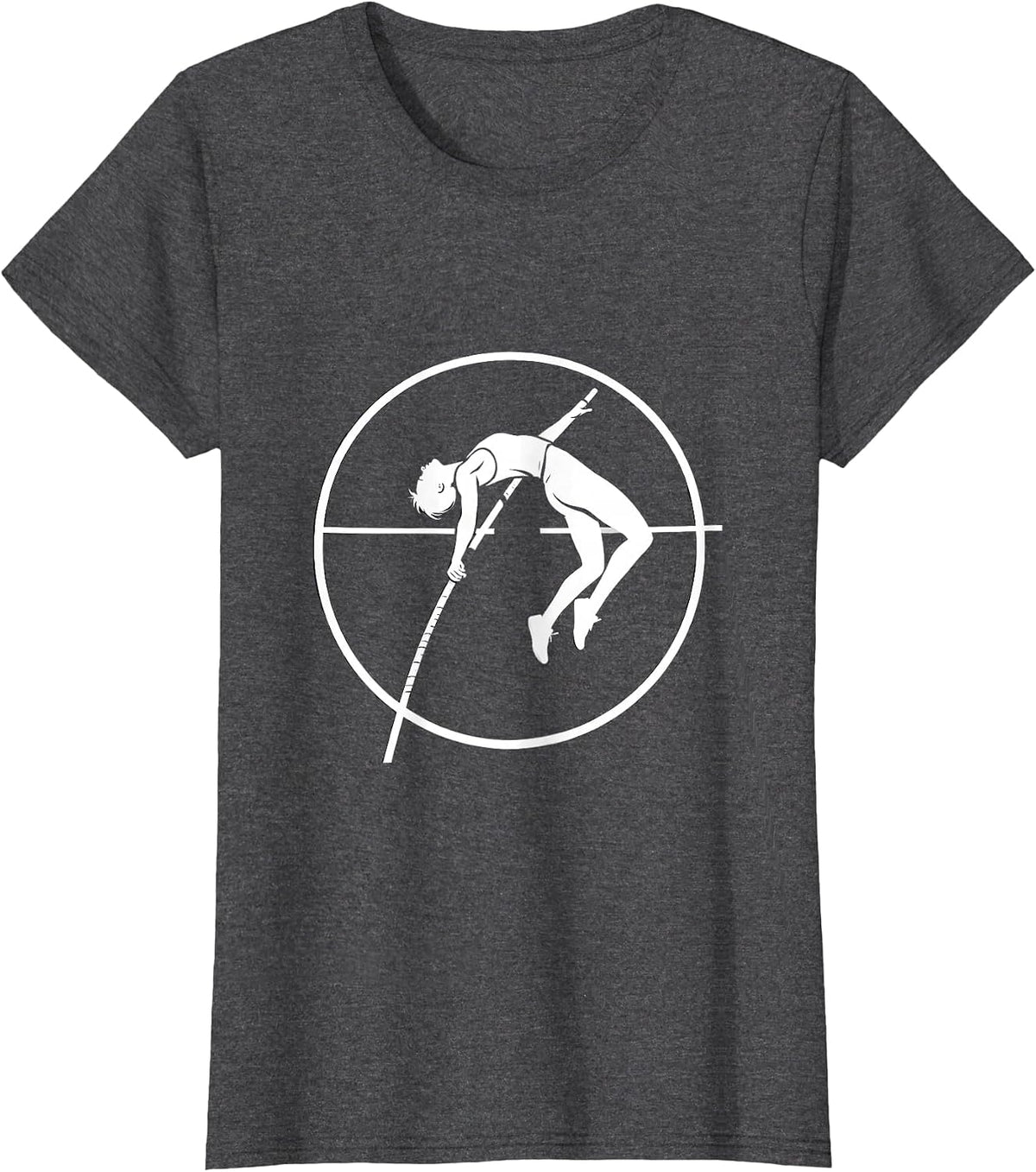 Women's Pole Vaulter Arching Over Bar Athletic Graphic T-Shirt - Dark Heather Grey