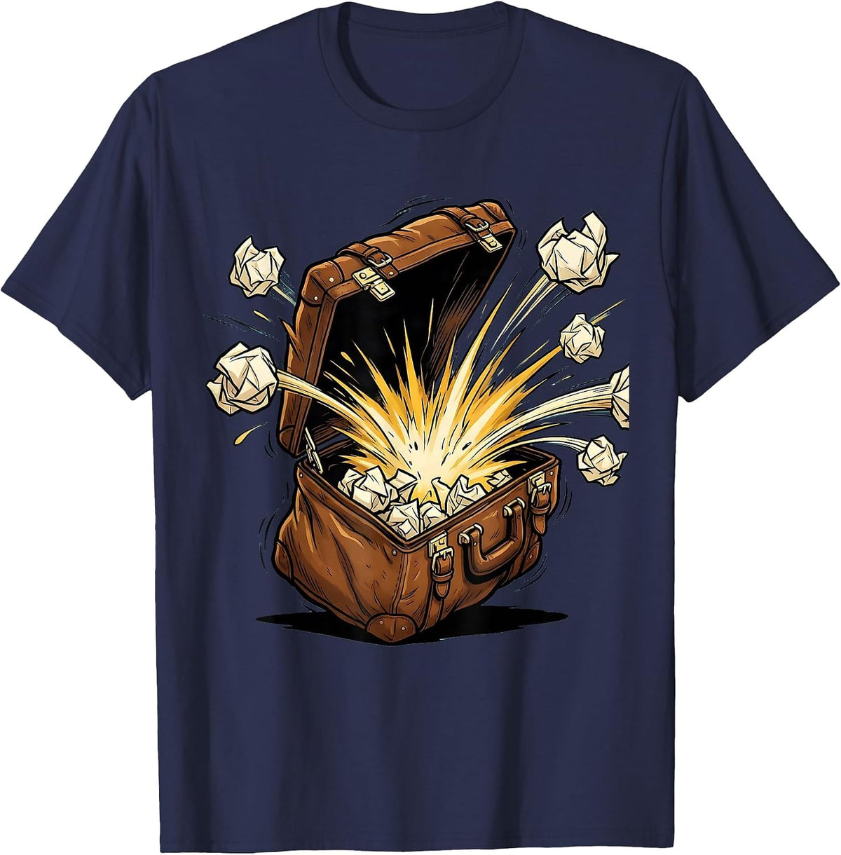 Men's Substitute Teacher Exploding Briefcase Graphic T-Shirt - Navy Blue