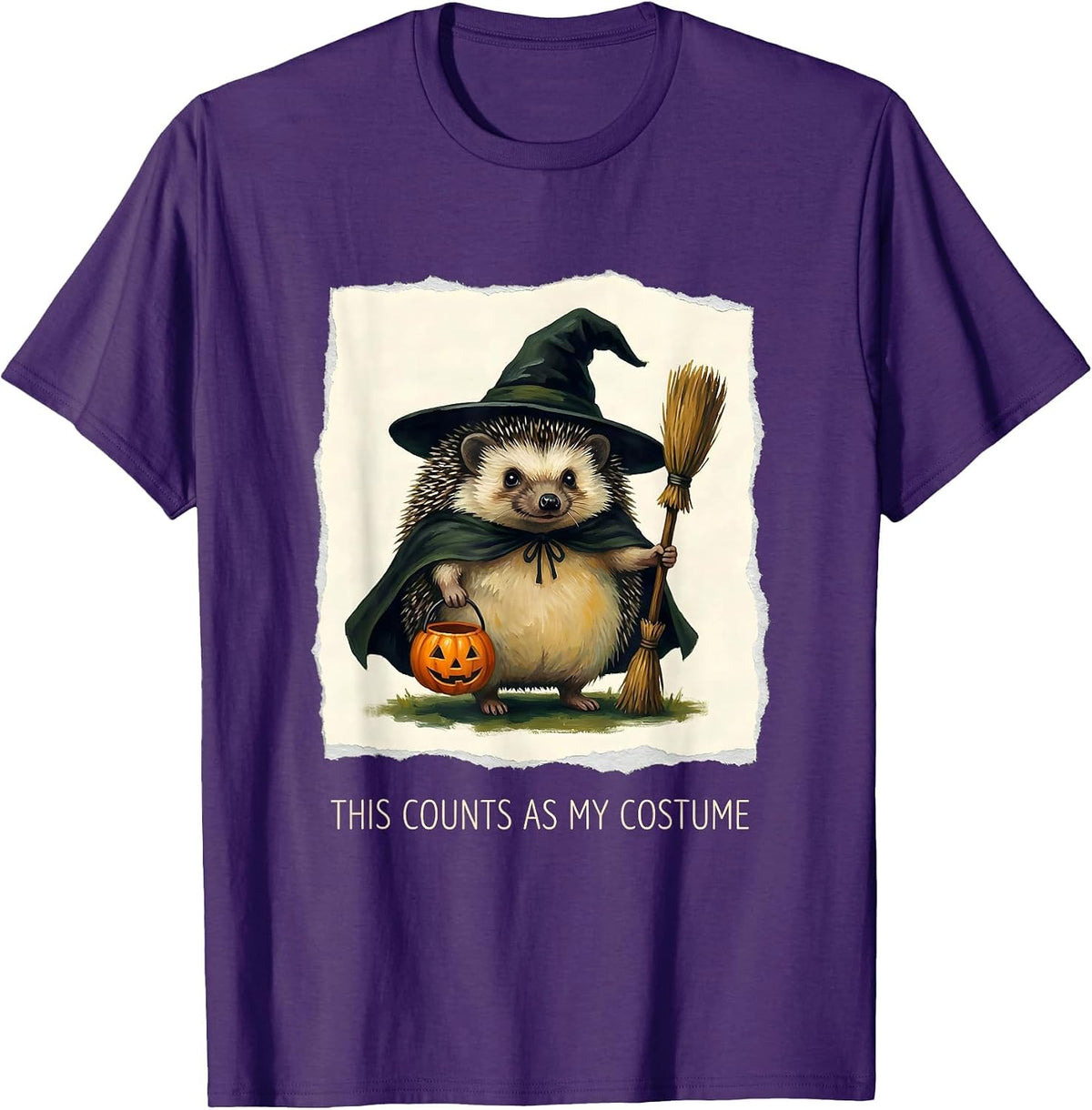 Men's This Counts As My Costume Storybook Animal Witch Halloween T-Shirt - Purple