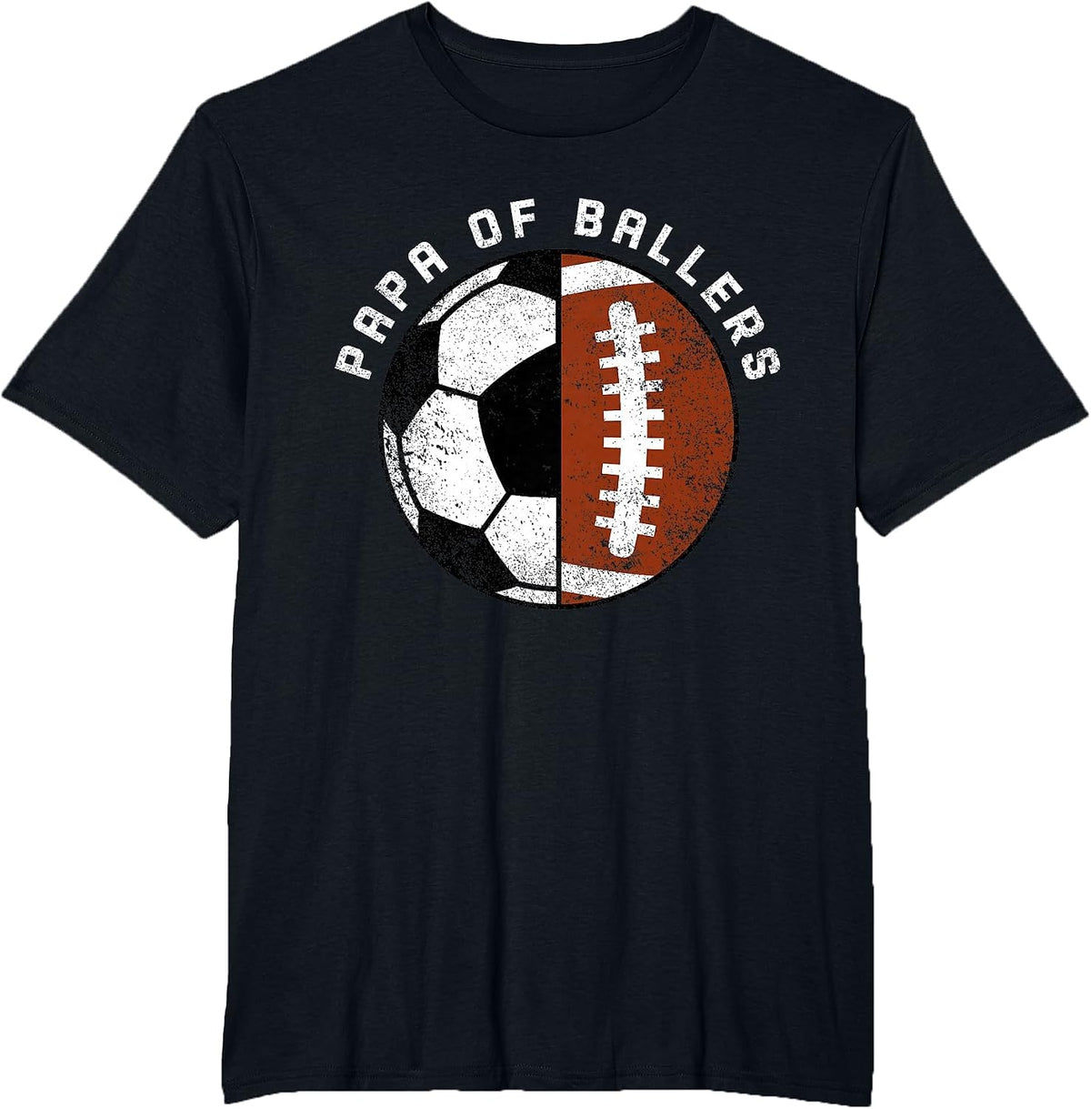 Papa of Ballers Funny Soccer Football Papa T-Shirt - Black