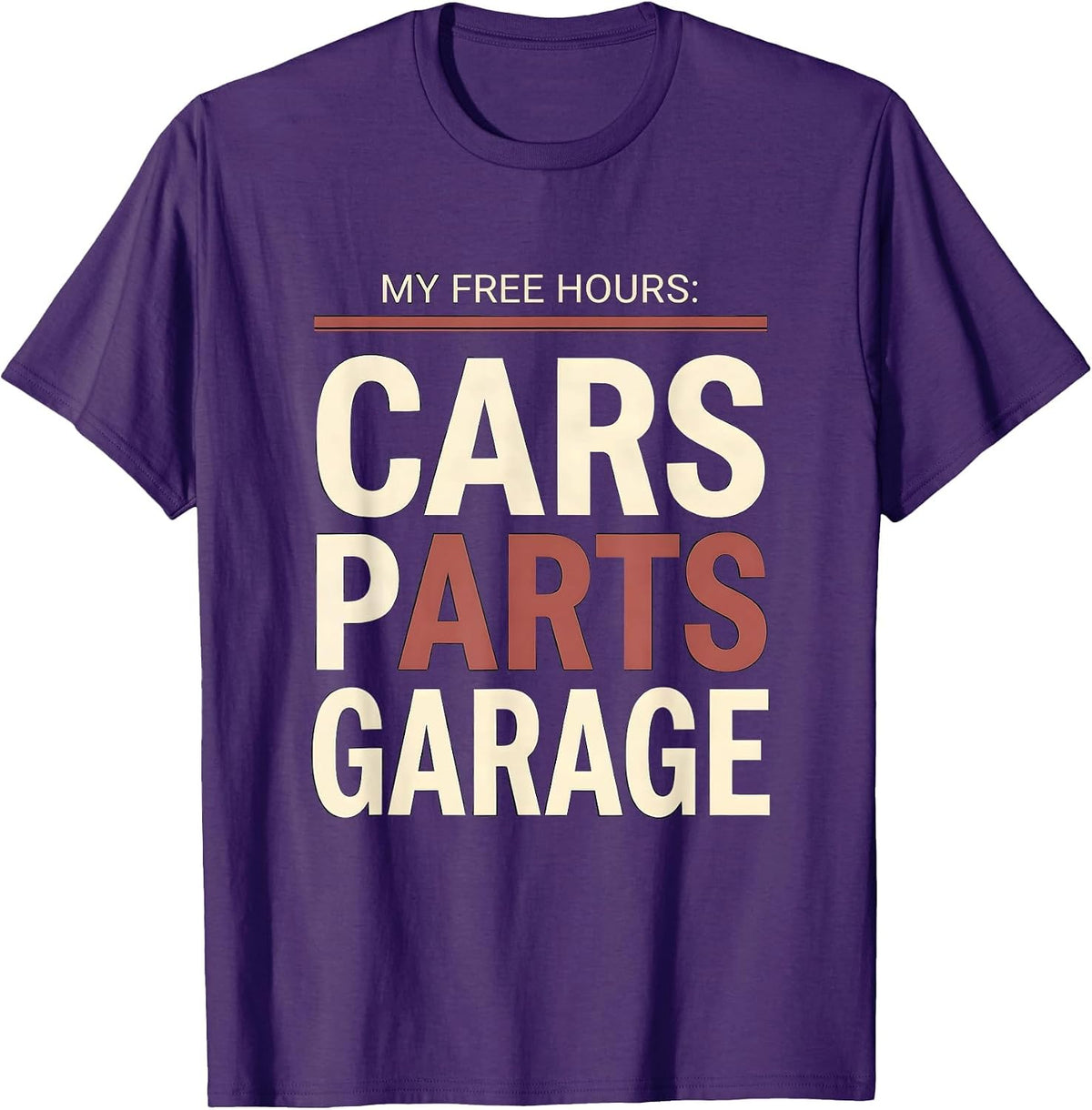 My Free Hours: Cars, Parts, Garage Funny Car Guy Car T-Shirt - Purple
