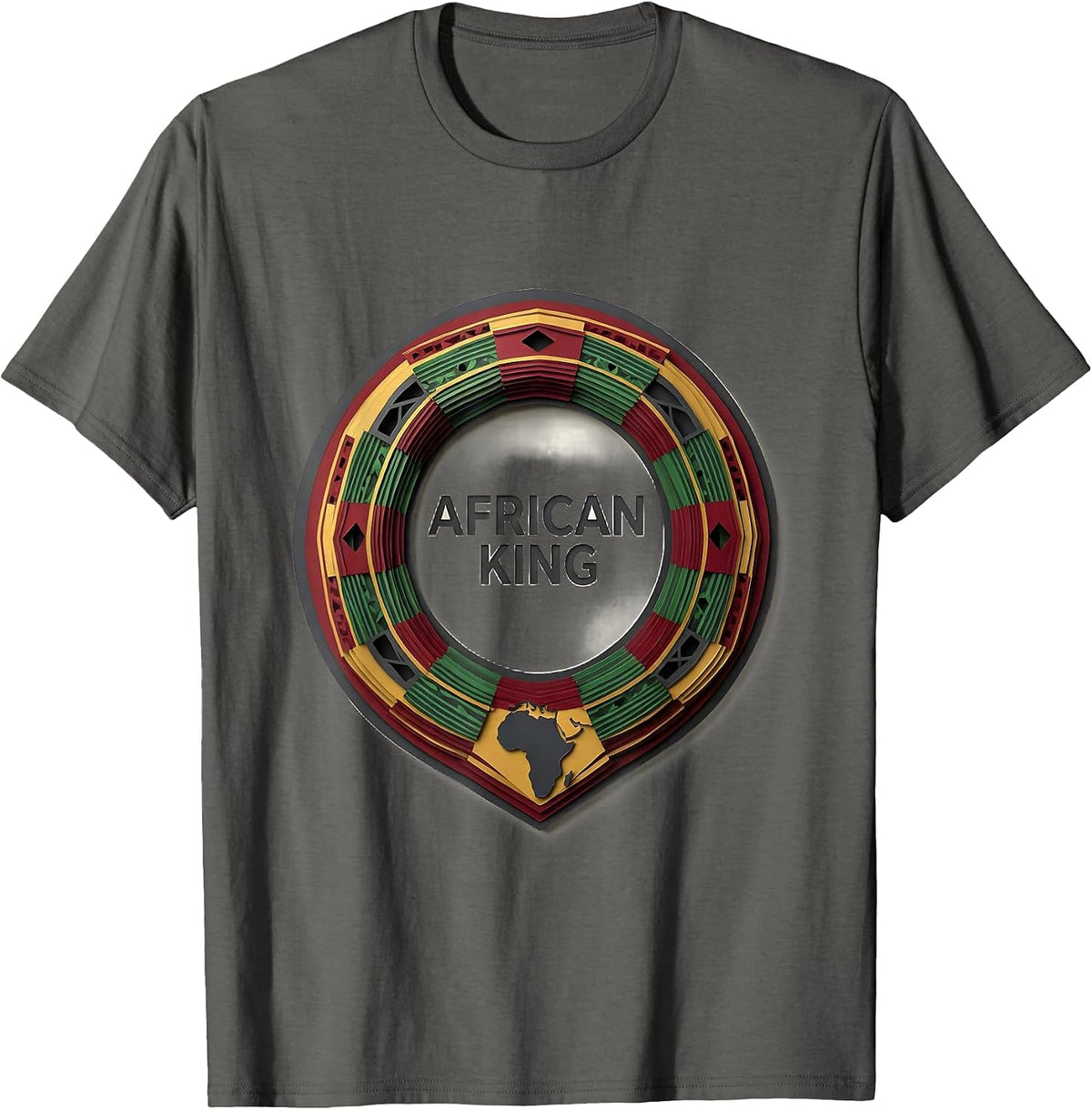 African King Paper Cutout Cultural Pride Black History Month T-Shirt - Asphalt Grey