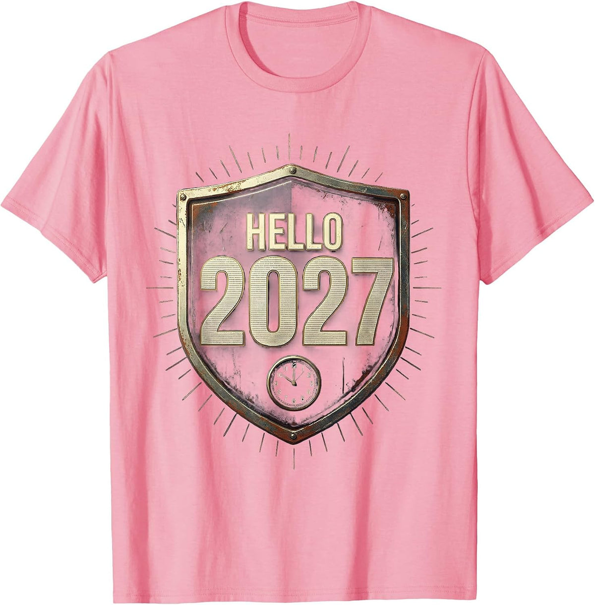 Men's Hello 2027 Vintage Family Matching New Year Eve Keepsake T-Shirt - Pink