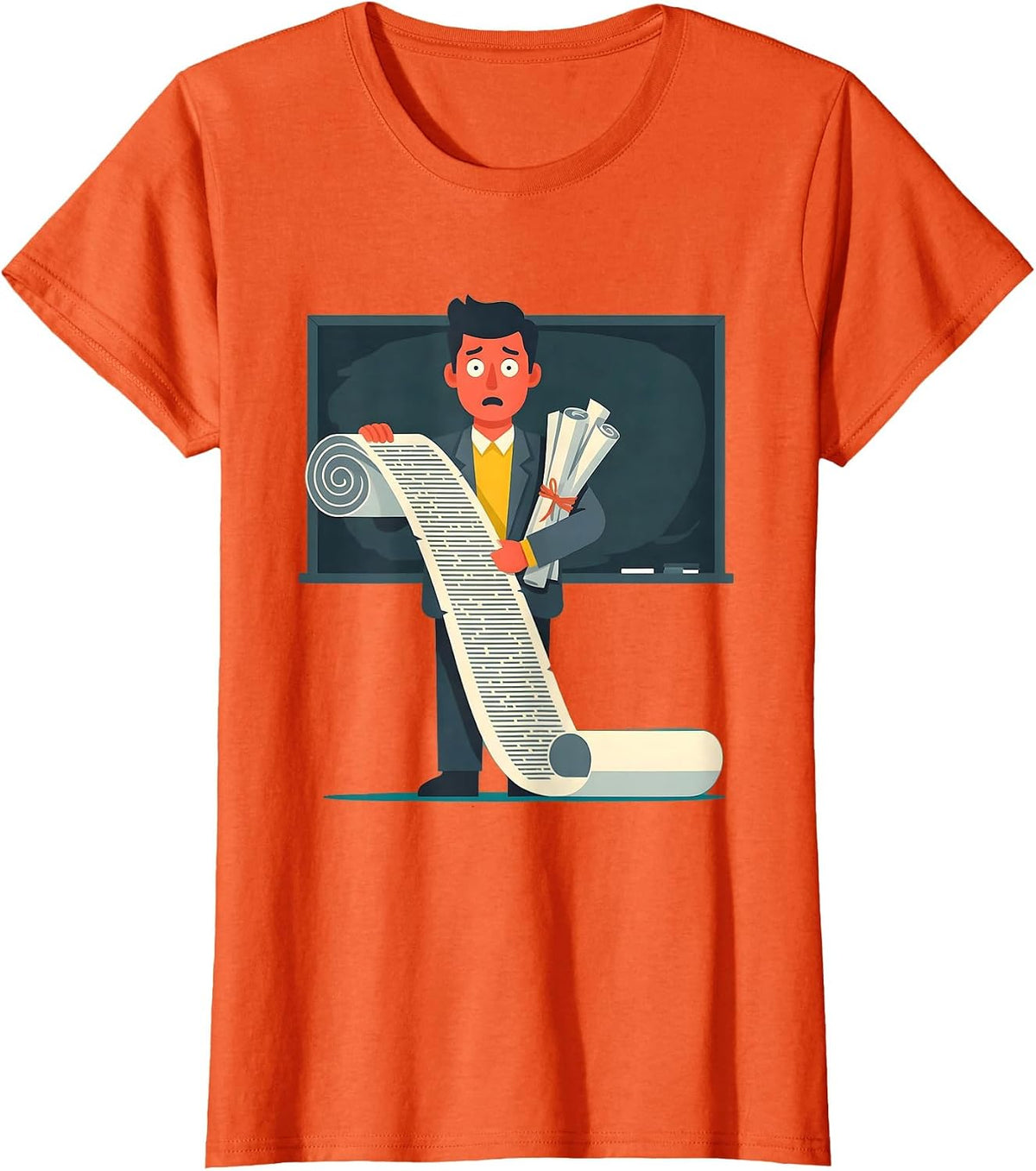 Funny Substitute Teacher Long Instructions List T-Shirt - Orange