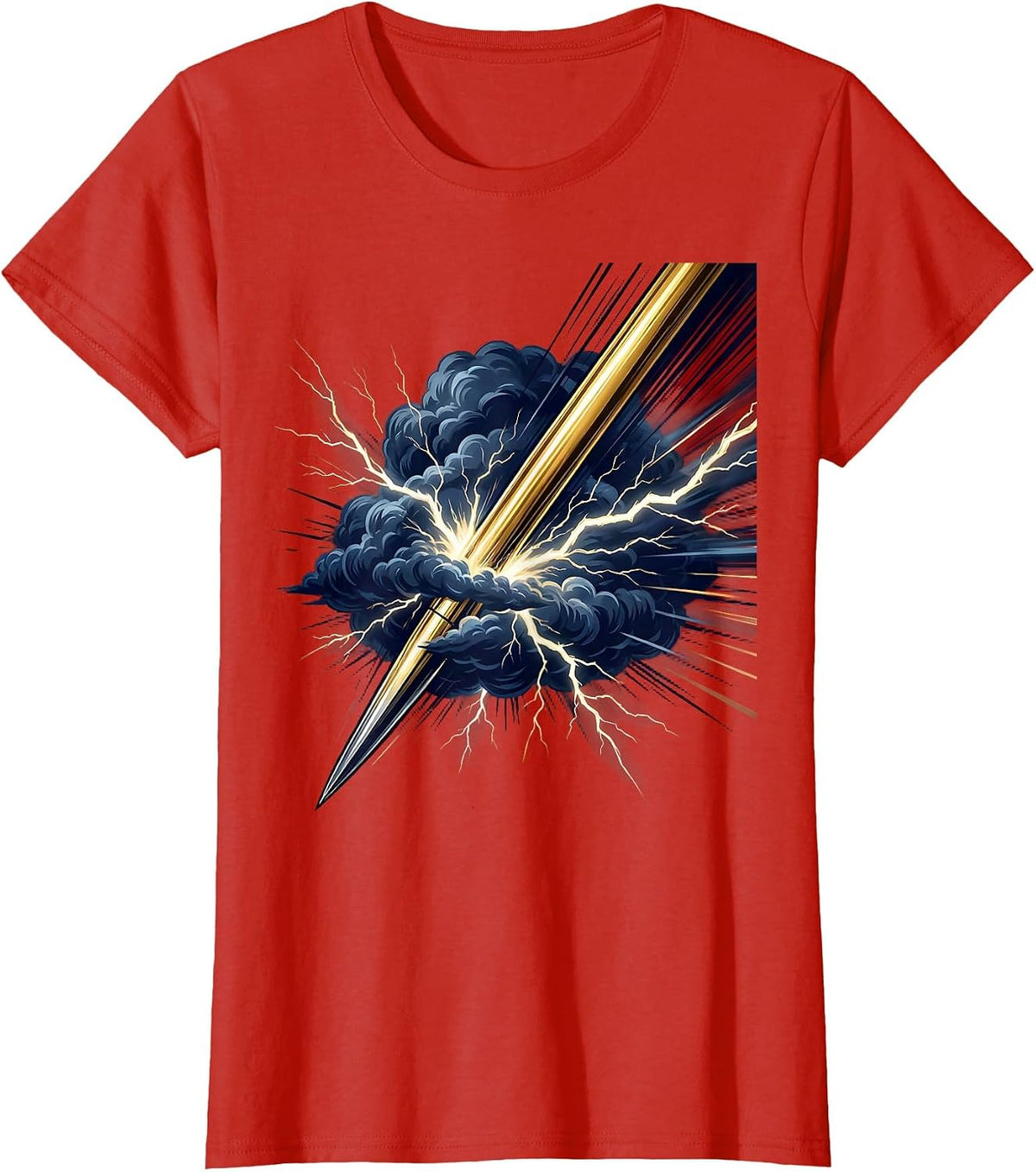 Women's Javelin Through Thundercloud Sports Graphic T-Shirt - Red