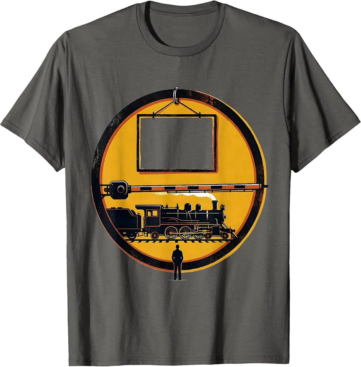 Steam Train Badge Locomotive Enthusiast Humor T-Shirt - Asphalt Grey
