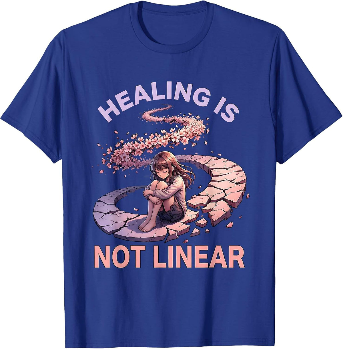 Men's Healing Is Not Linear Mental Health Matters Design T-Shirt - Royal Blue