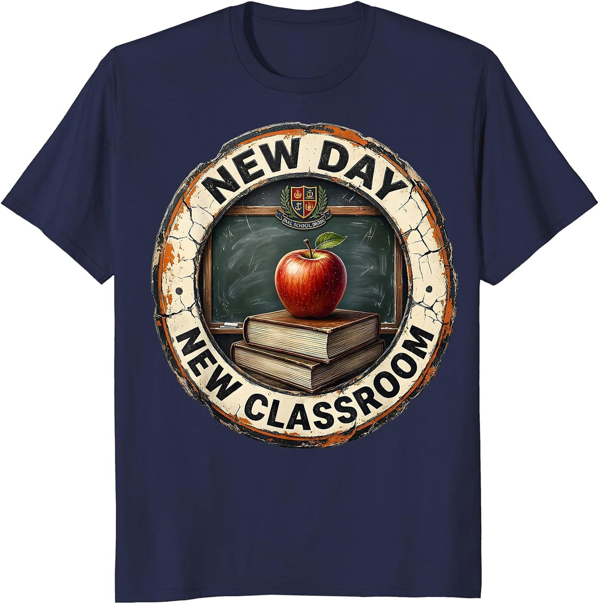 New Day New Classroom Substitute Teacher Design T-Shirt - Navy Blue