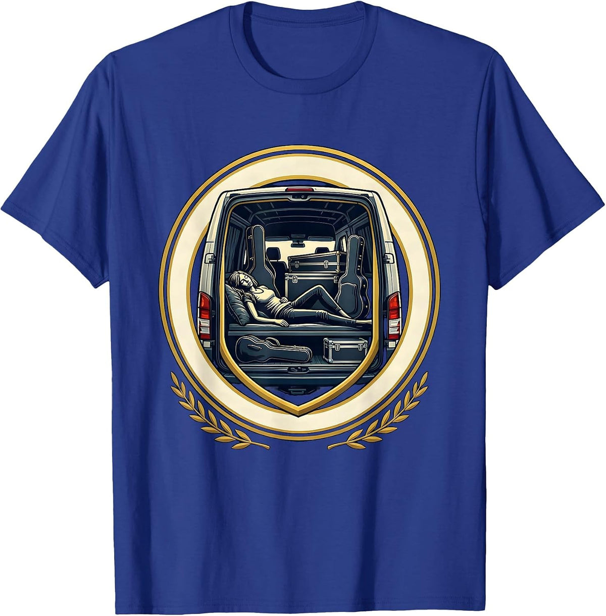 Band Mom Van Life Sleeping Musician Graphic T-Shirt - Royal Blue