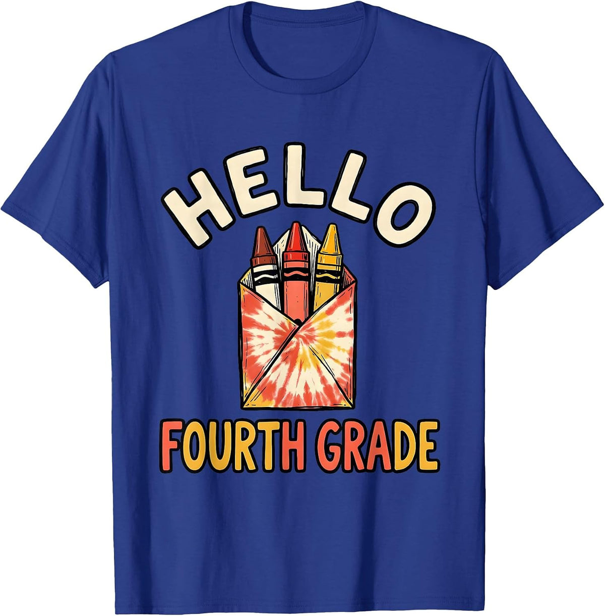 Men's Hello Fourth Grade Tie Dye Back To School Student Teacher T-Shirt - Royal Blue