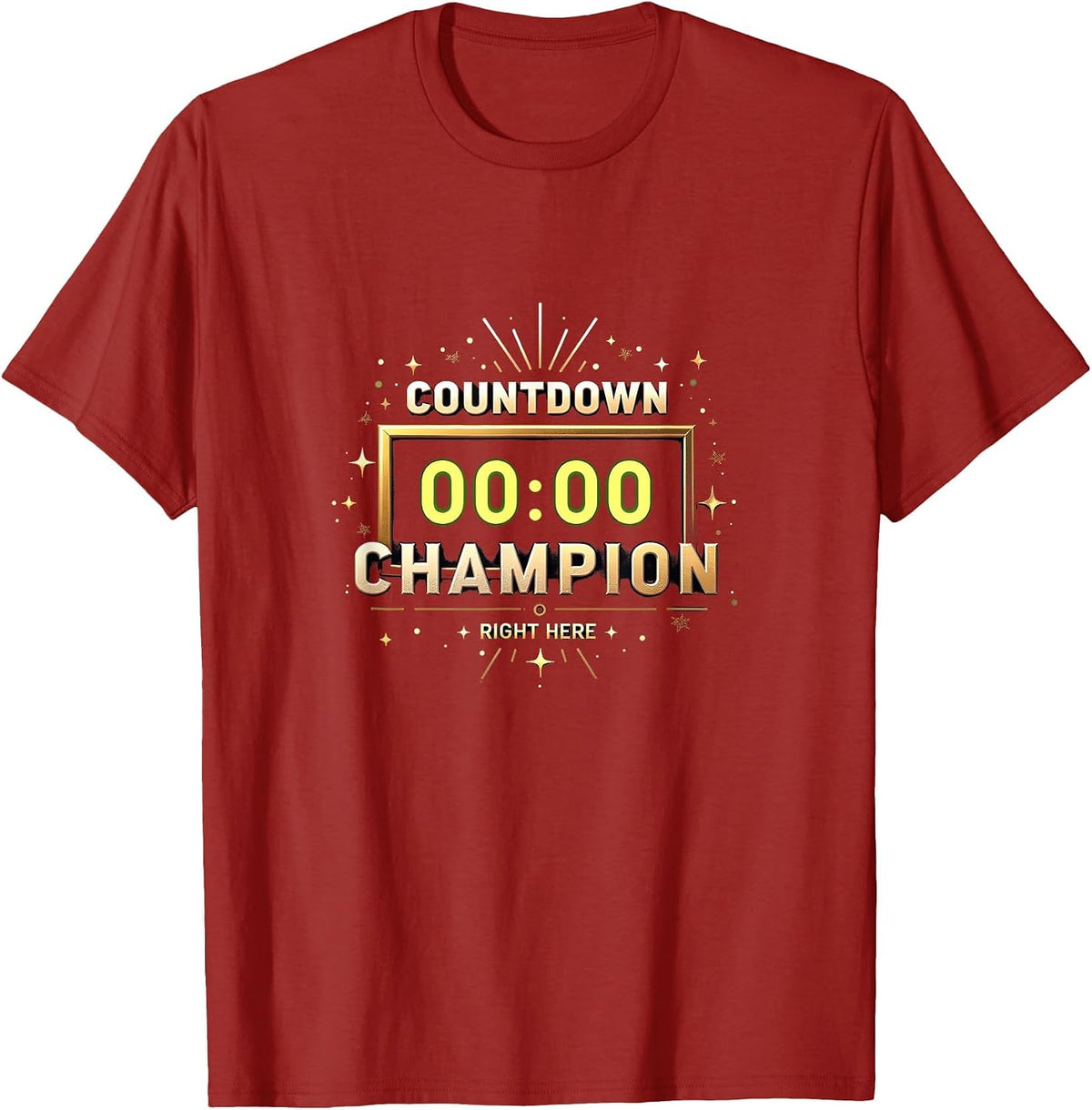 Countdown Champion New Years Eve Design T-Shirt - Cranberry Red