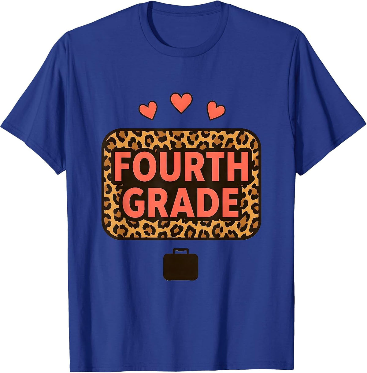 Men's Fourth Grade Coral Leopard Back To School Teacher Girl T-Shirt - Royal Blue