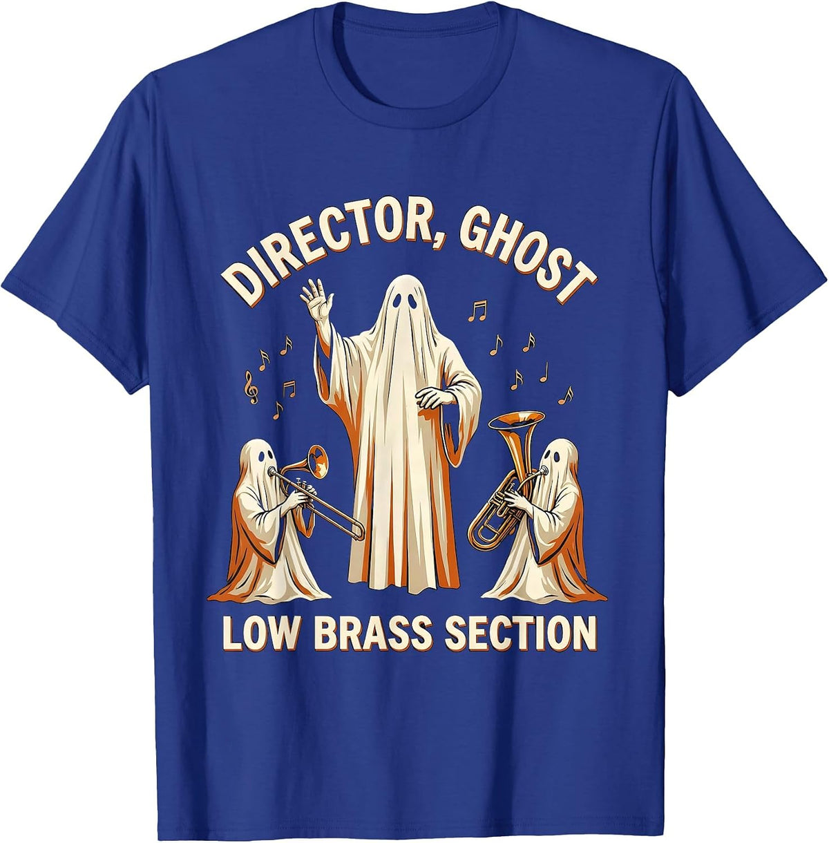 Men's Director Ghost Low Brass Section Whimsical Music Teacher T-Shirt - Royal Blue