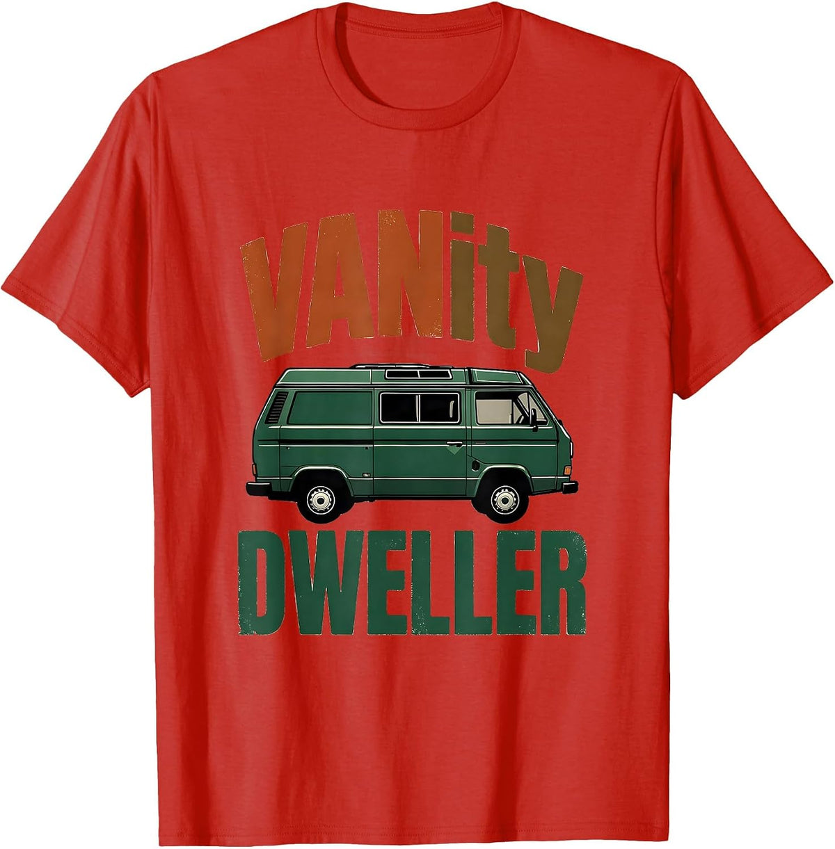 Men's VANity Dweller Vintage Van Life Nomads Road-Trip Humor T-Shirt - Red