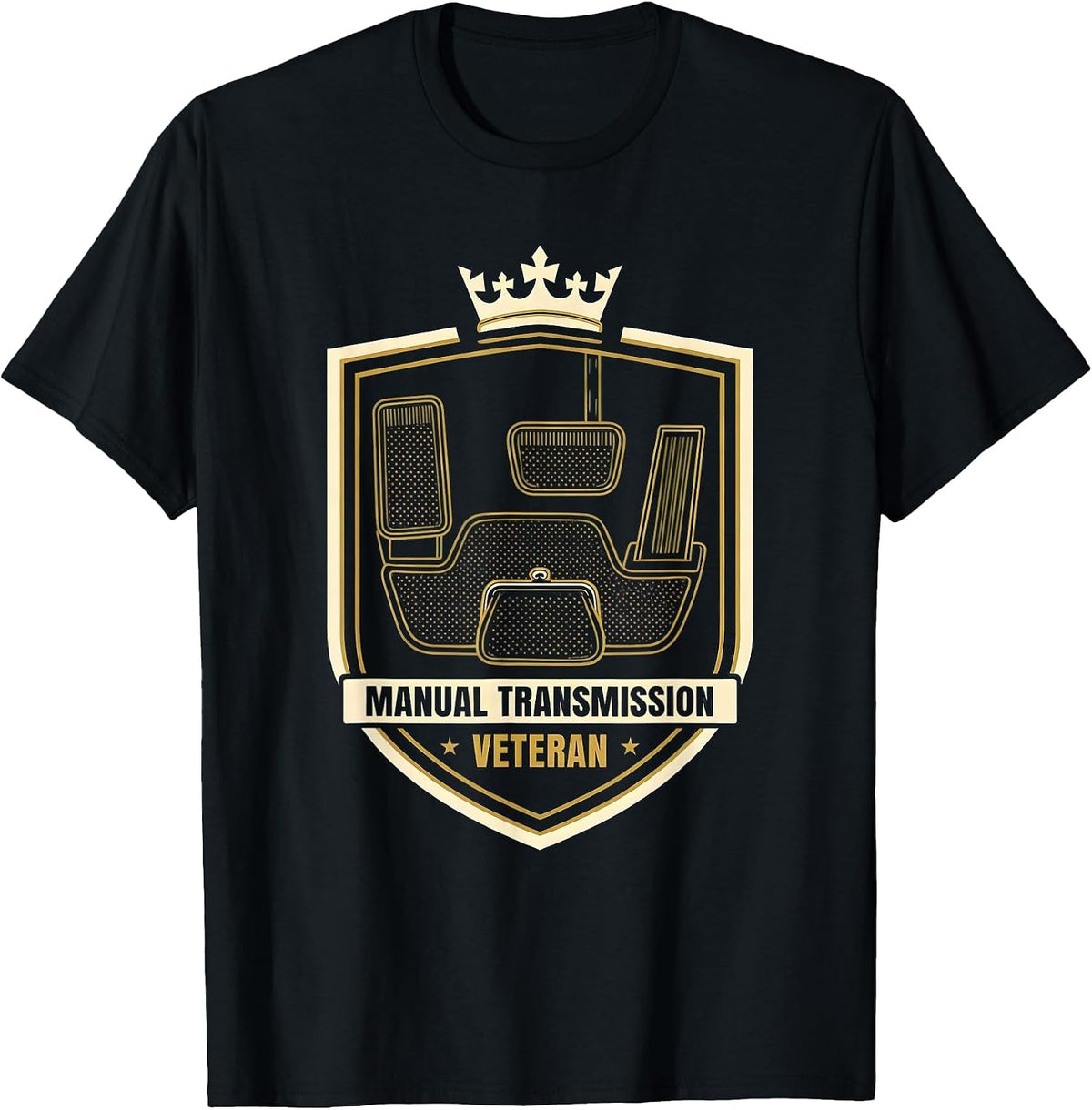 Men's Manual Transmission Veteran Classic Car Guy Stick Shift T-Shirt - Black