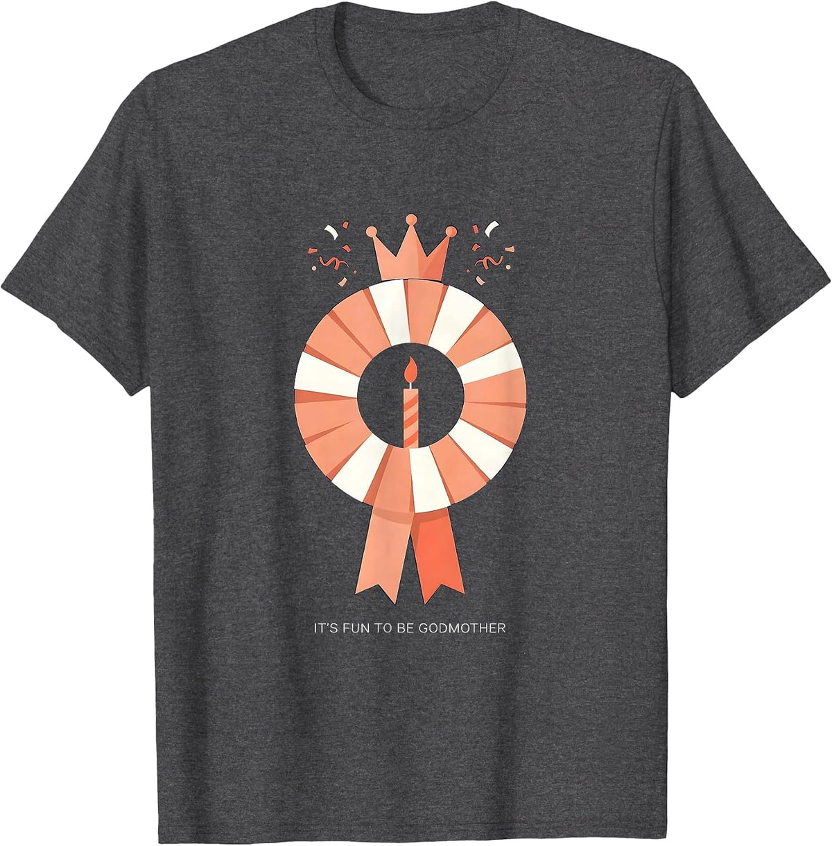 It's Fun To Be Godmother Minimalist Birthday Party Matching T-Shirt - Dark Heather Grey