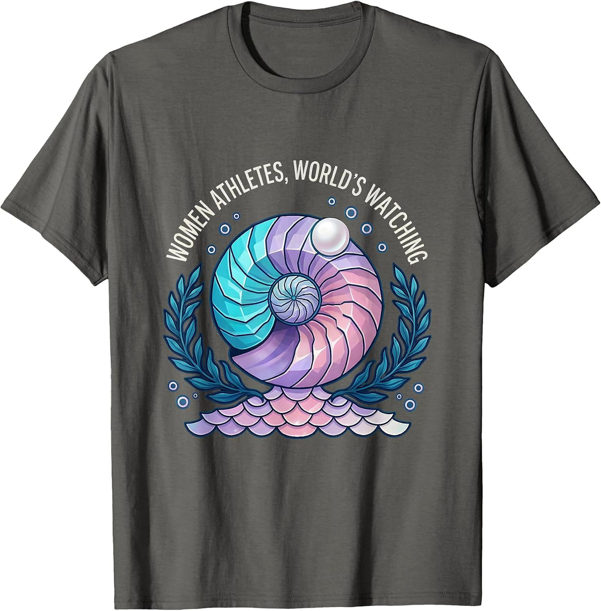 Men's Women Athletes World's Watching Sports Design T-Shirt - Asphalt Grey