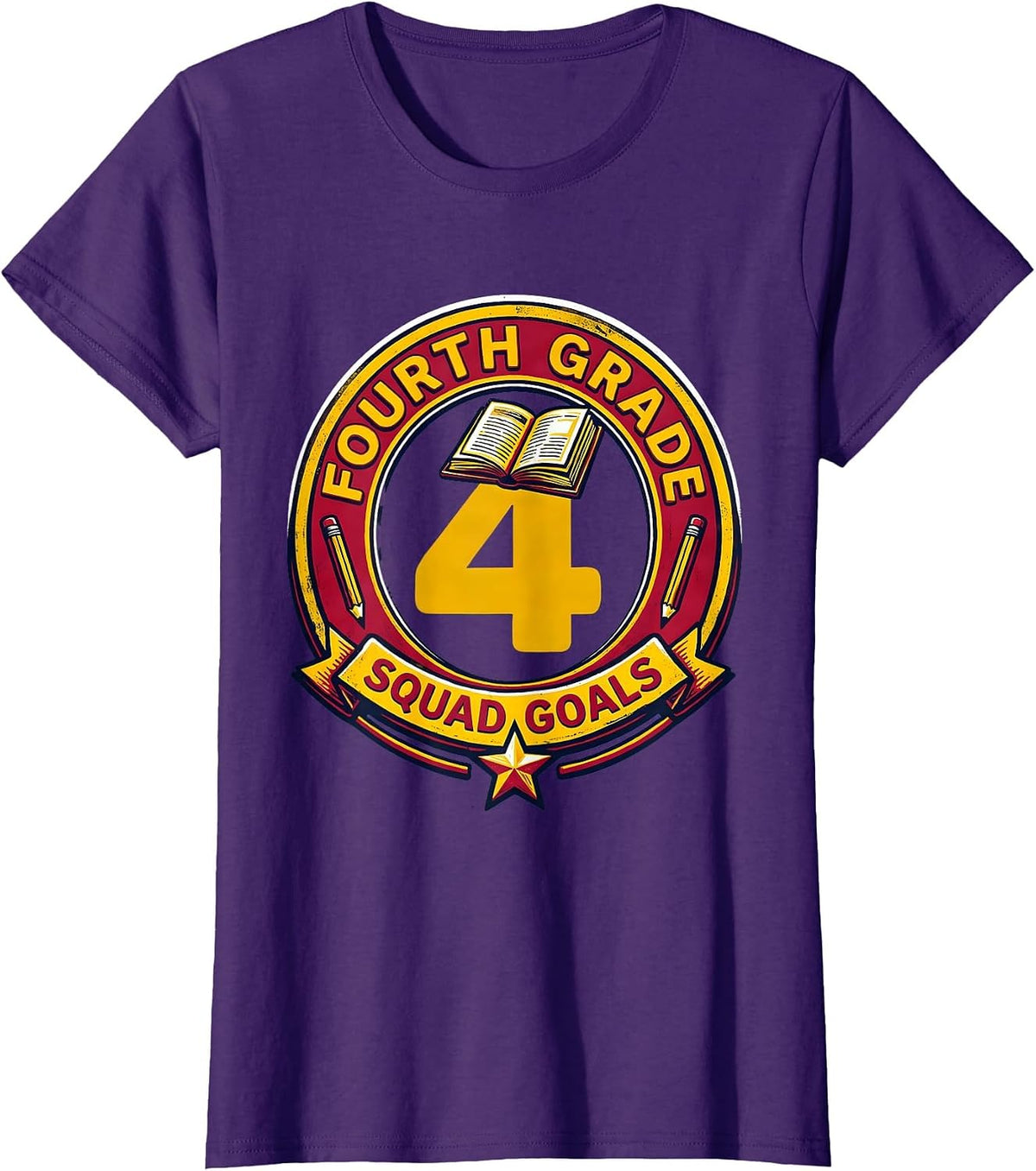 Women's Fourth Grade Squad Goals Teacher Design T-Shirt - Purple