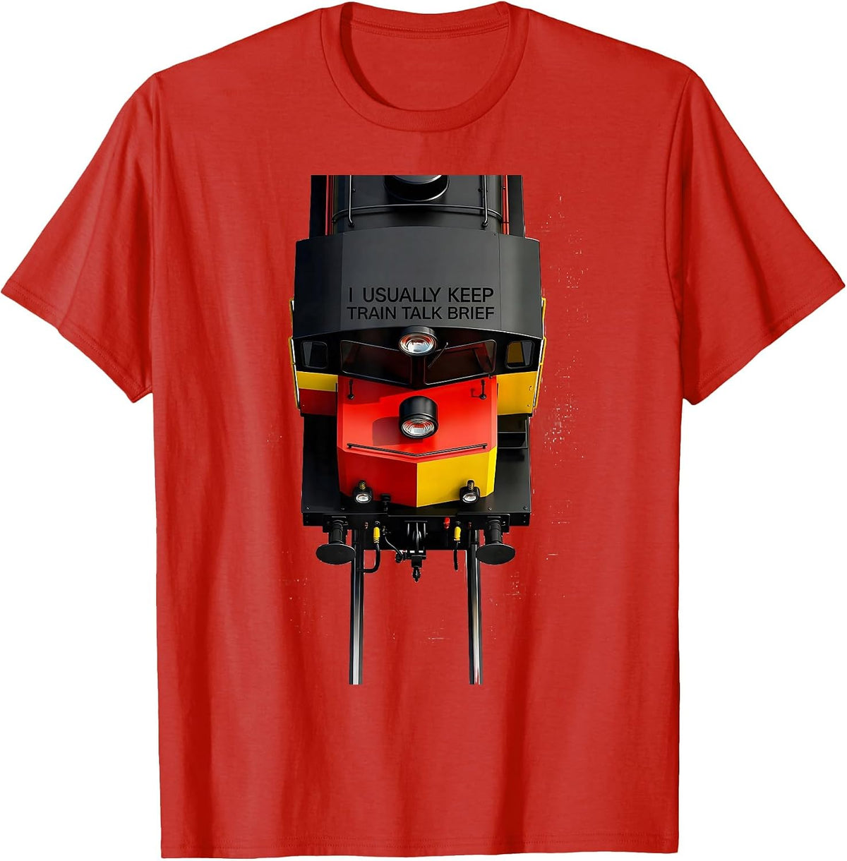 Men's I Usually Keep Train Talk Brief Funny Train Enthusiast Model T-Shirt - Red