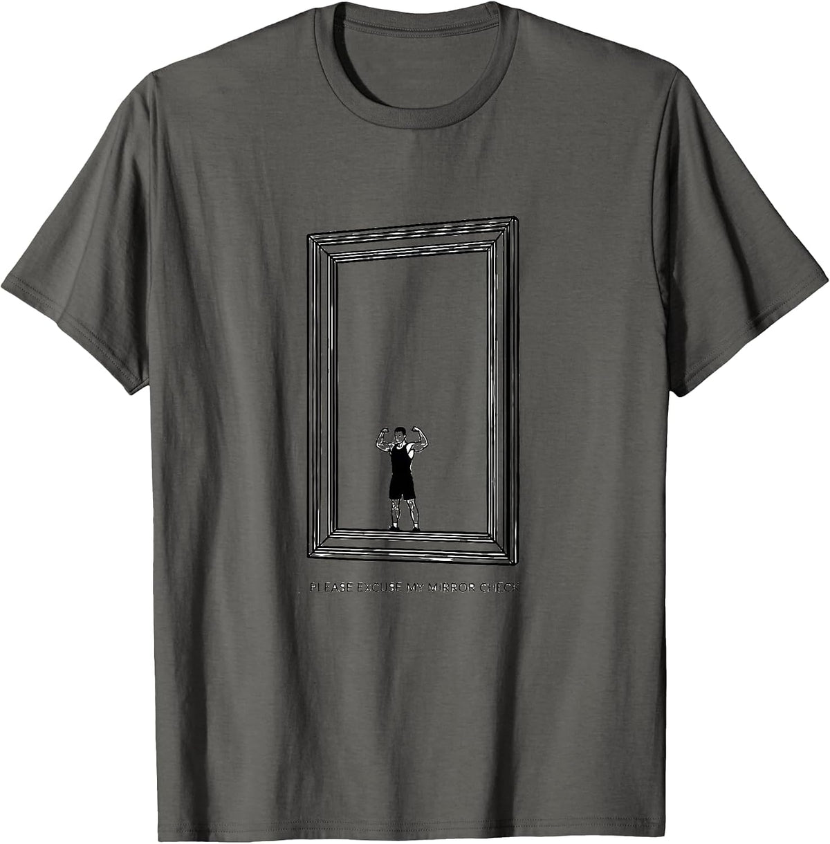 Men's Please Excuse My Mirror Check Funny Gym Workout T-Shirt - Asphalt Grey