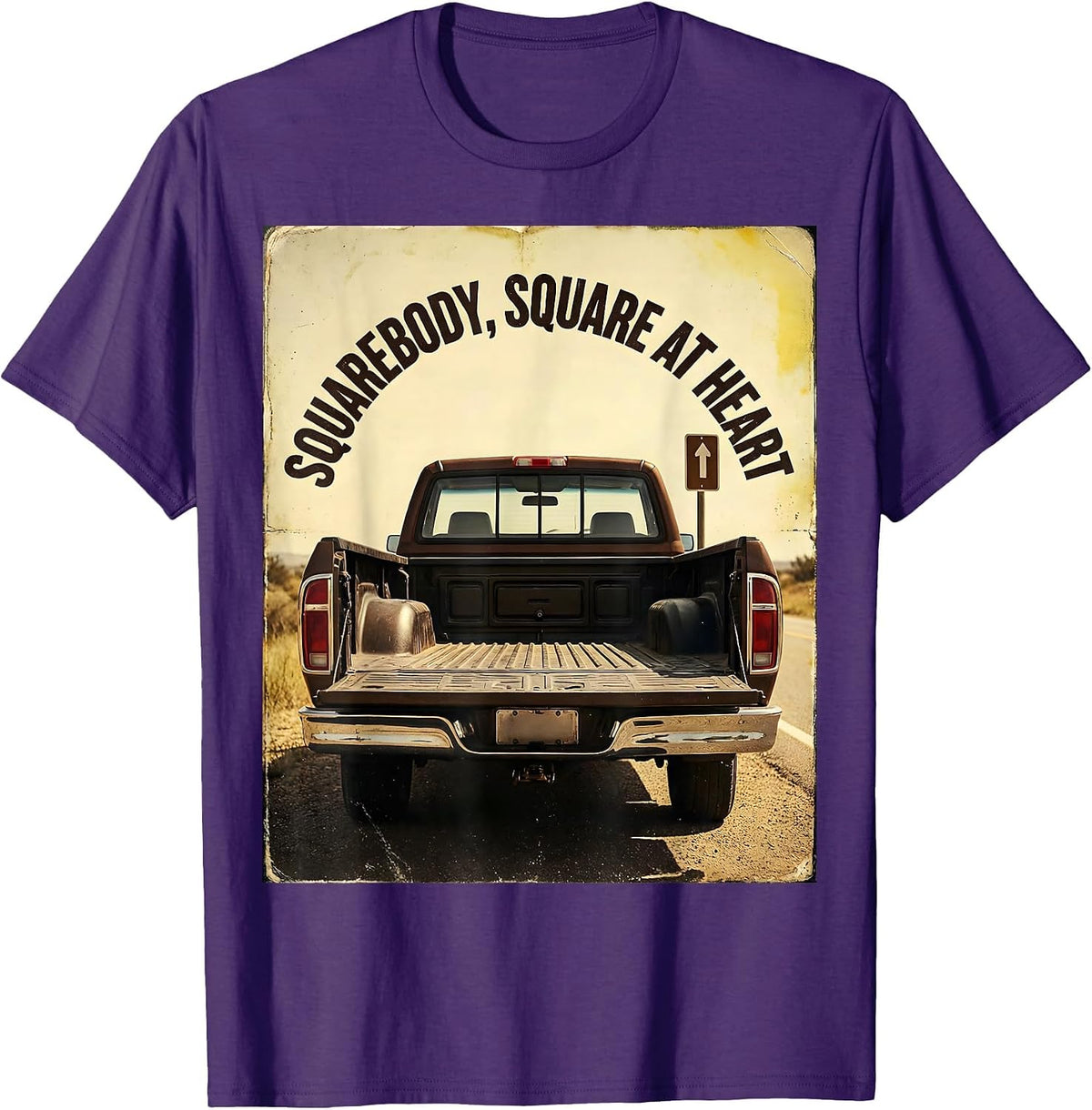 Men's Squarebody, Square At Heart Vintage Classic Pickup Truck T-Shirt - Purple