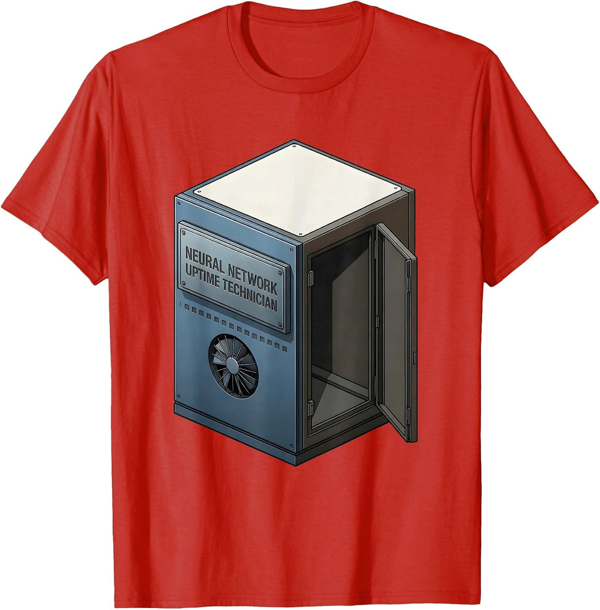 Men's Neural Network Uptime Technician Funny AI Engineer Tech T-Shirt - Red