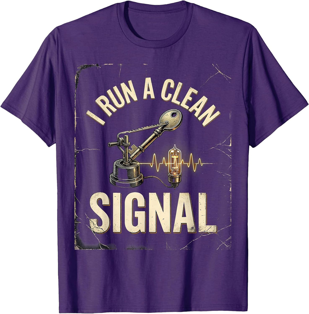 I Run A Clean Signal Distressed Ham Radio Operator Hobbyist T-Shirt - Purple